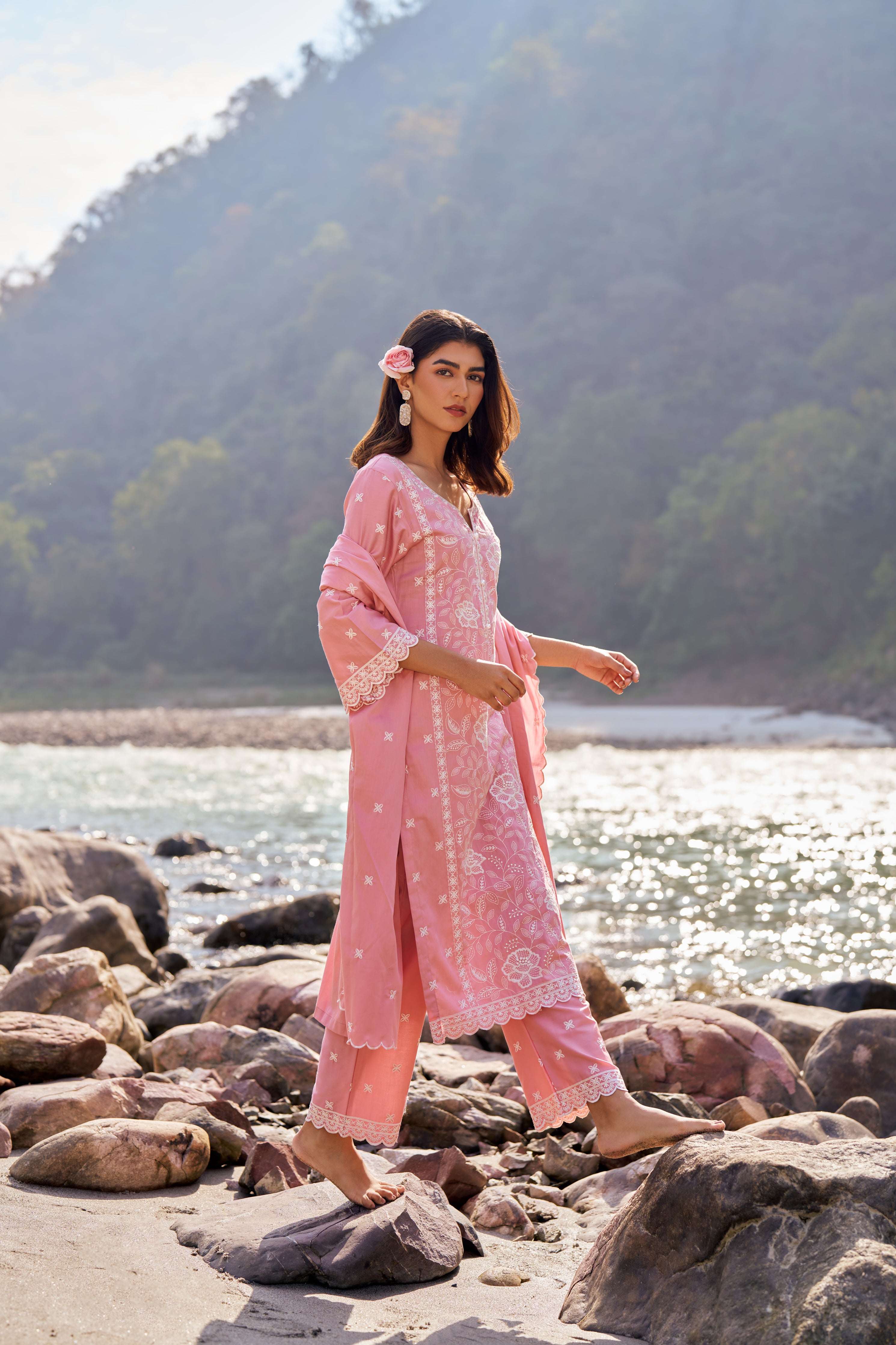 VAATI - Pink Cotton Suit Set
