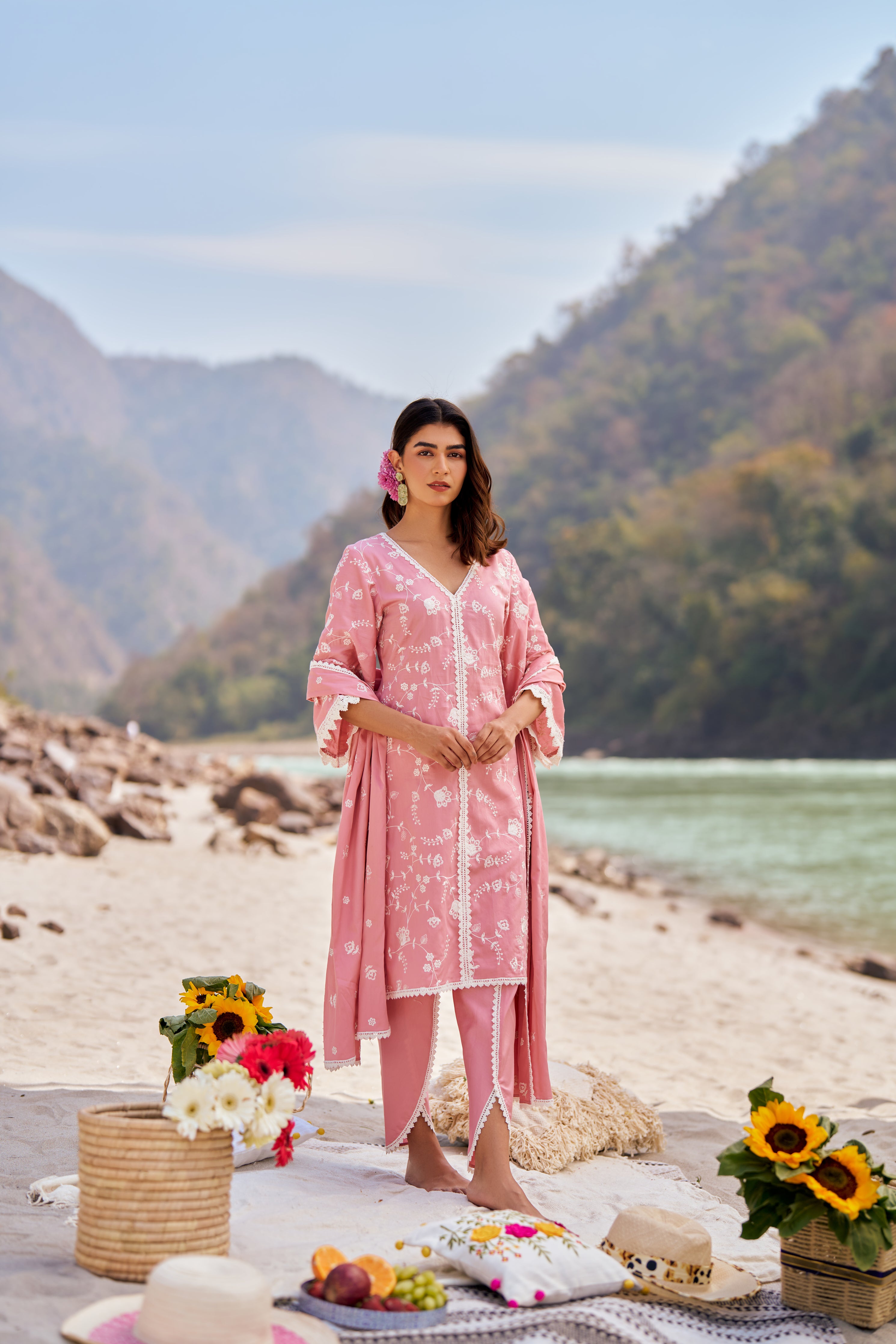 Nikita Nahar in VAYU - Pink Cotton Suit Set