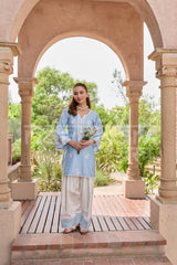 AURE - Blue Embroidered Co-ord Set