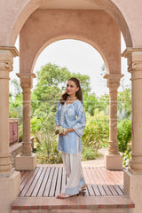 Deepika Sharma Baweja in AURE - Blue Embroidered Co-ord Set