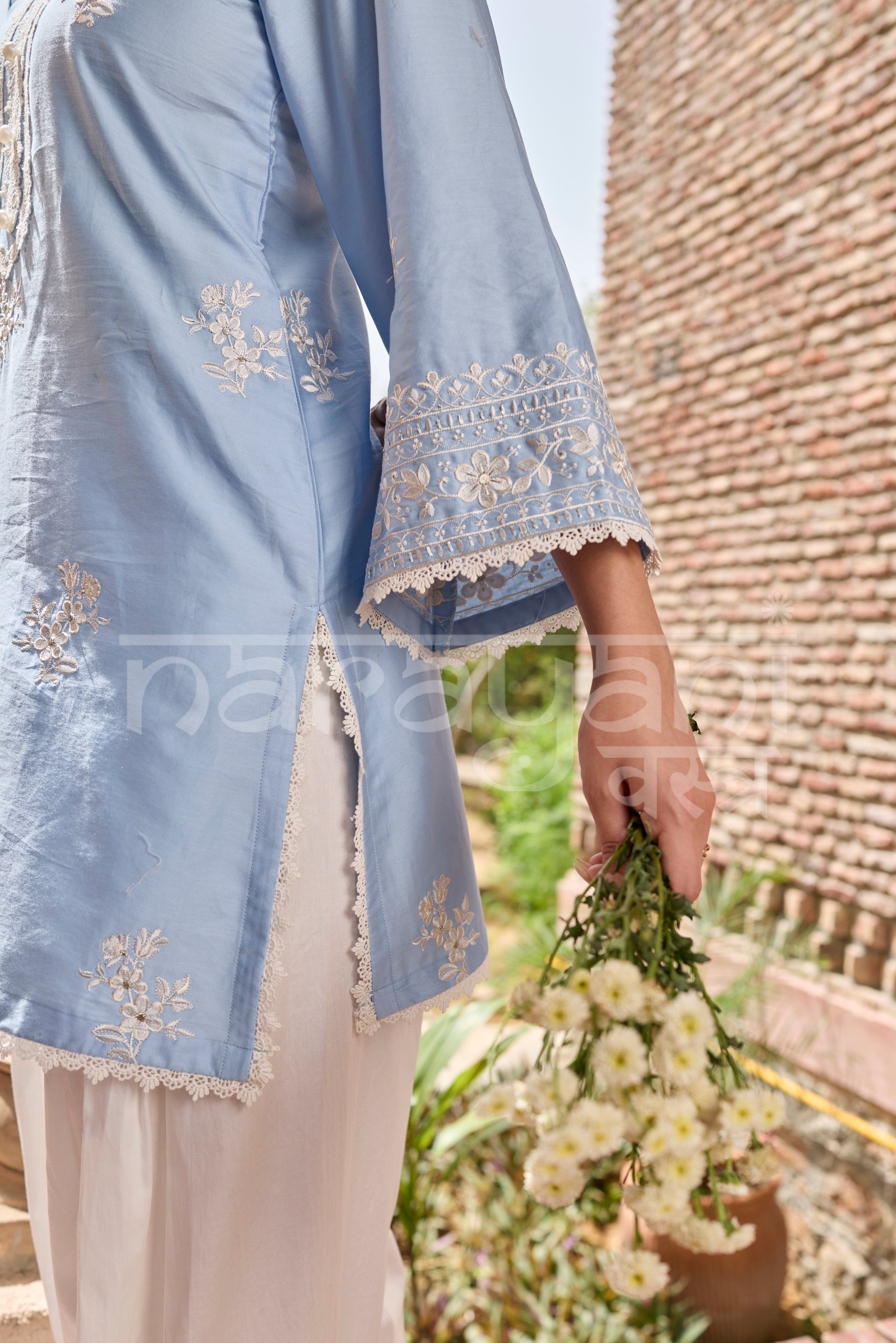 Deepika Sharma Baweja in AURE - Blue Embroidered Co-ord Set
