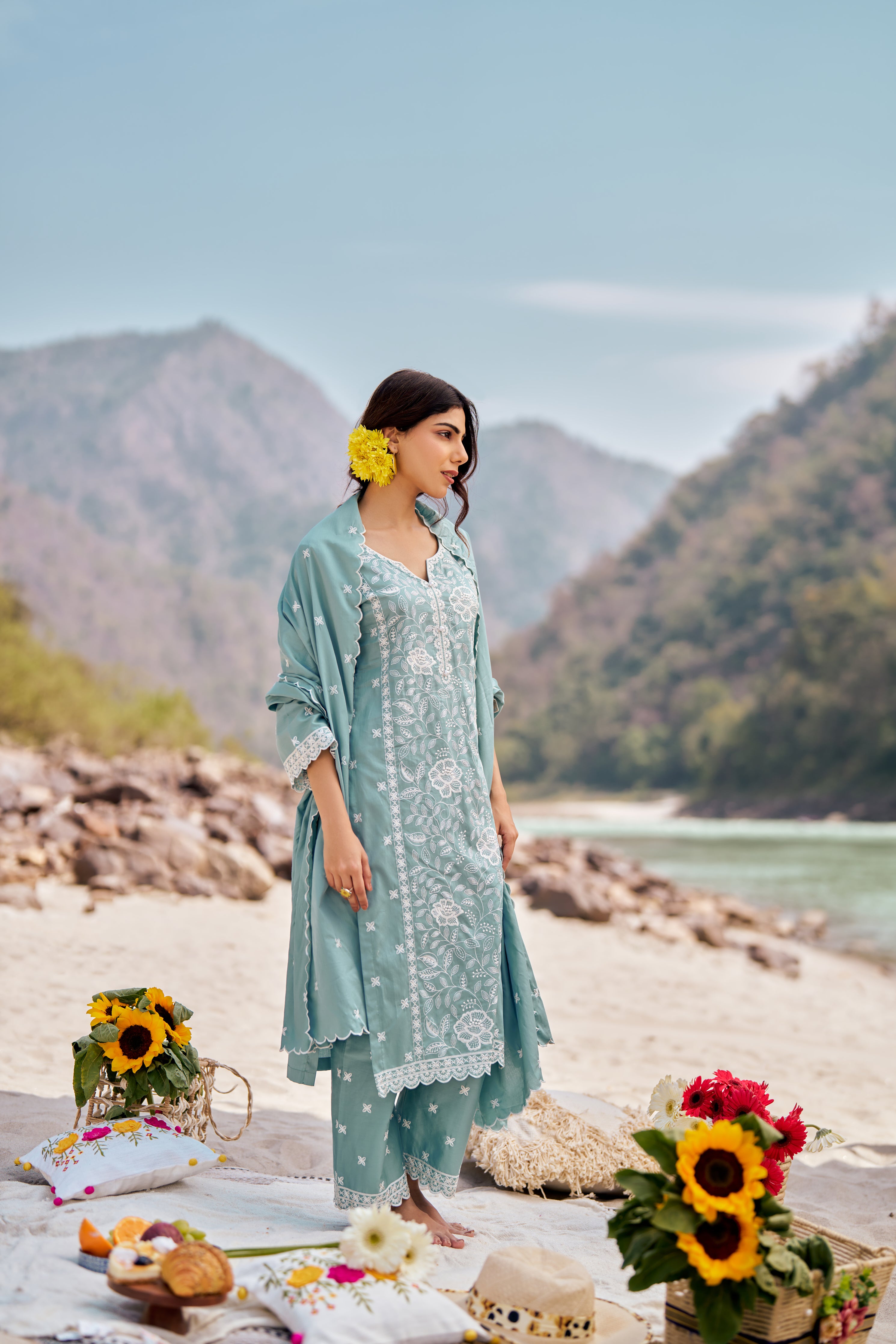 NEER - Blue Cotton Suit Set