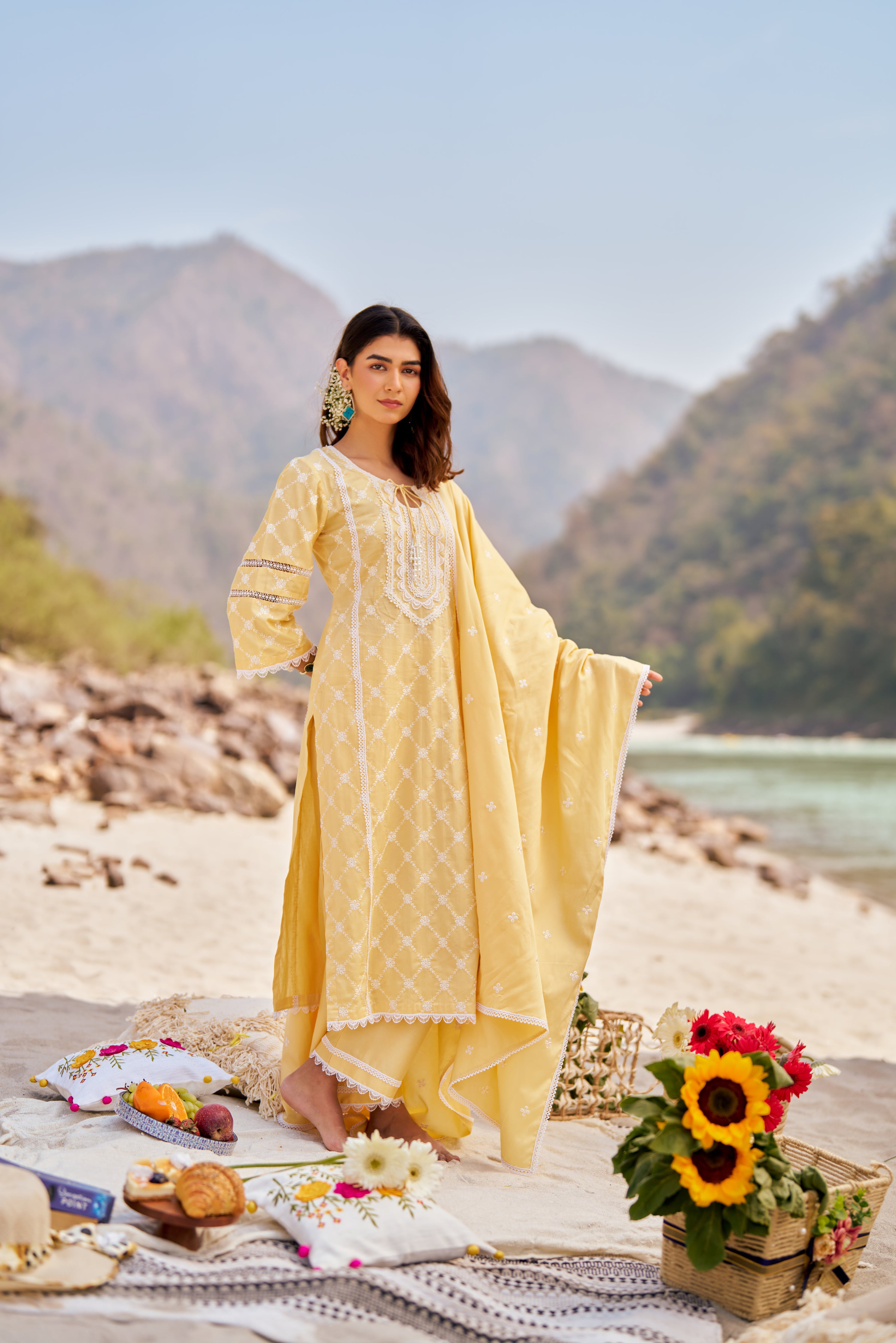Abida Fatima in KIRAN - Yellow Cotton Suit Set