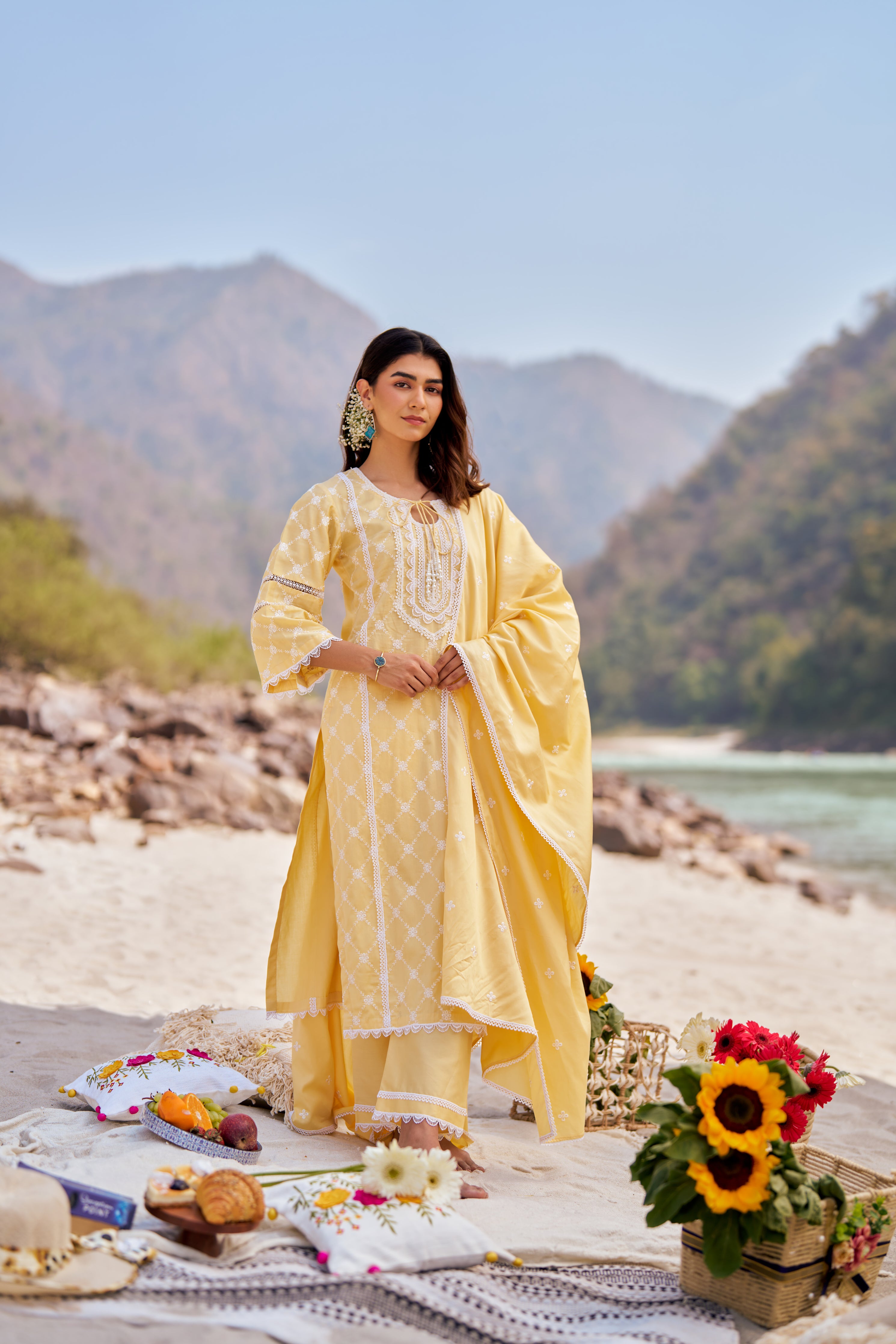 Abida Fatima in KIRAN - Yellow Cotton Suit Set