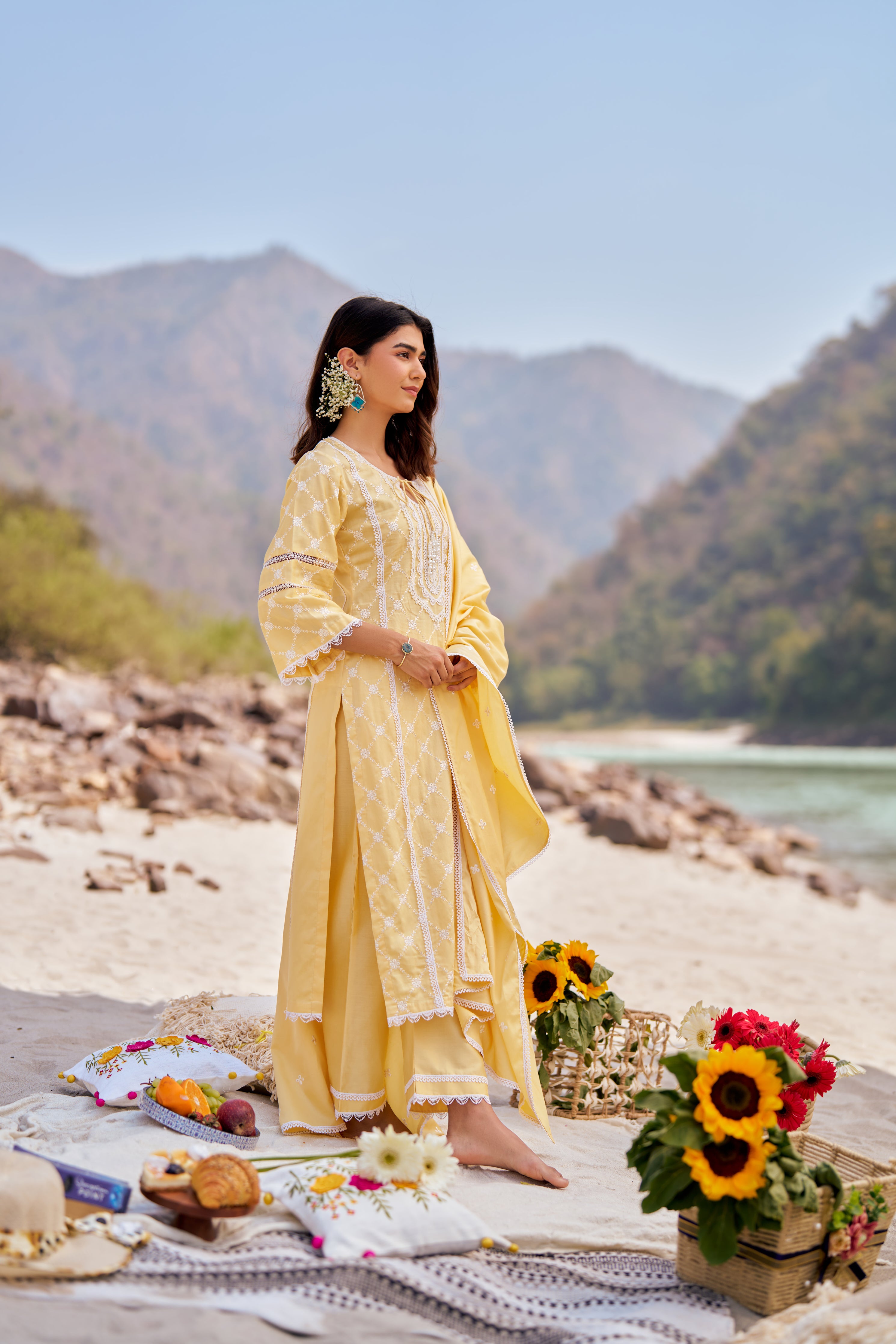 Abida Fatima in KIRAN - Yellow Cotton Suit Set