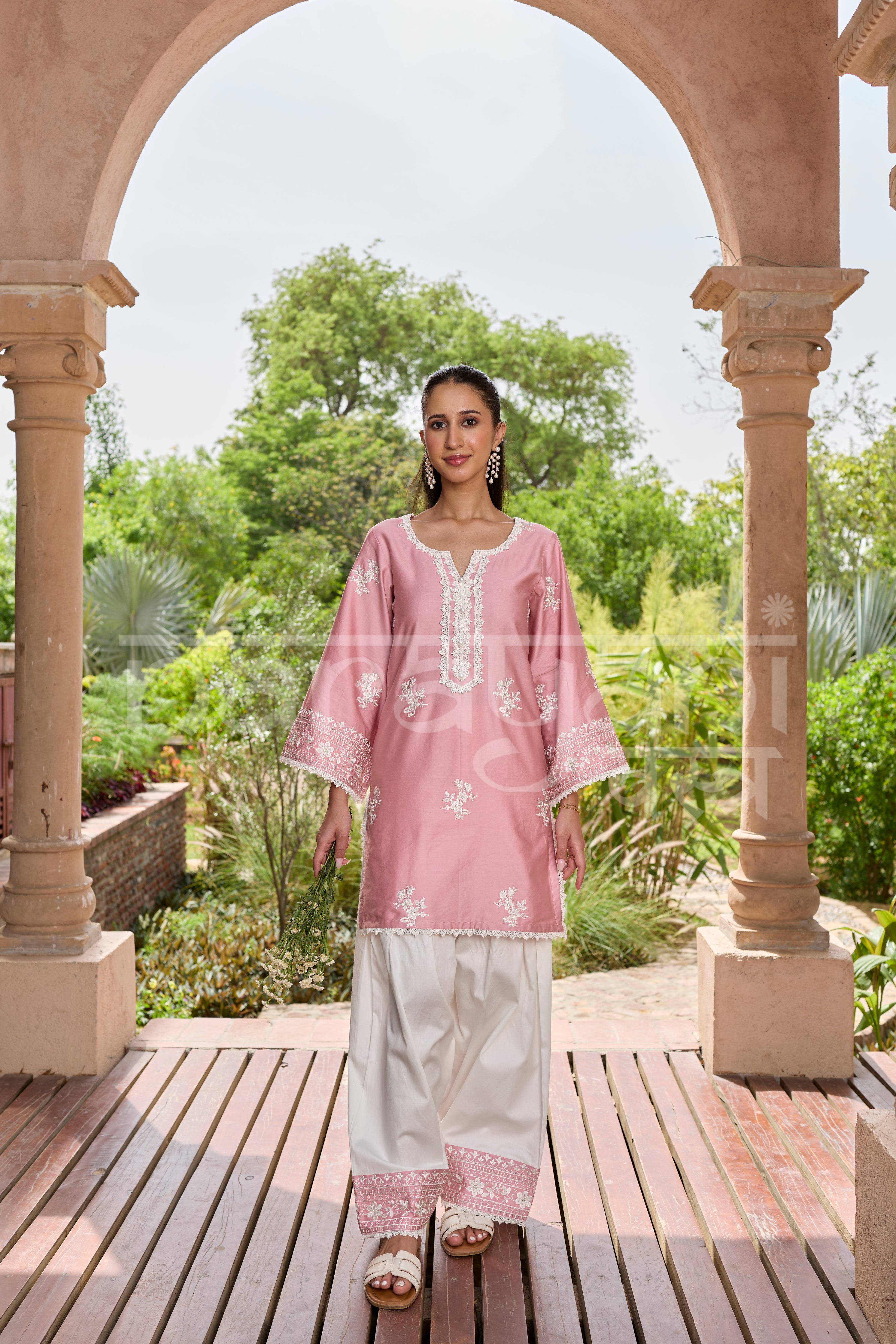 Sana Grover in EMBER -  Pink Embroidered Co-ord Set