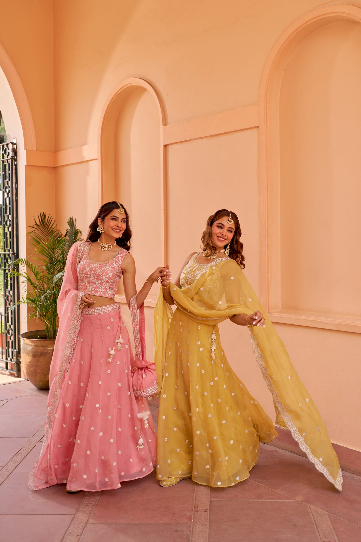 Heera - Pink Organza Lehenga Set.