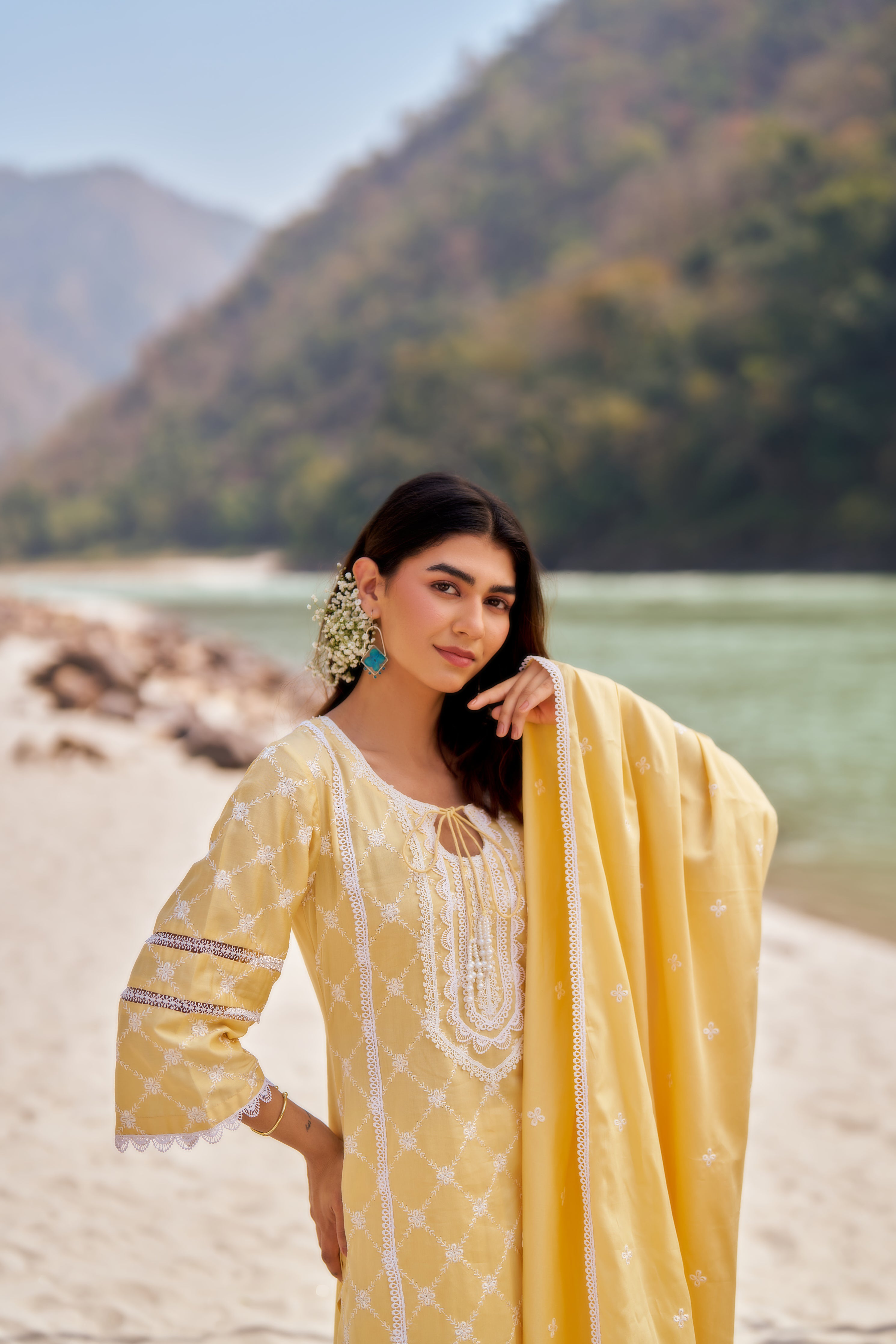 Abida Fatima in KIRAN - Yellow Cotton Suit Set