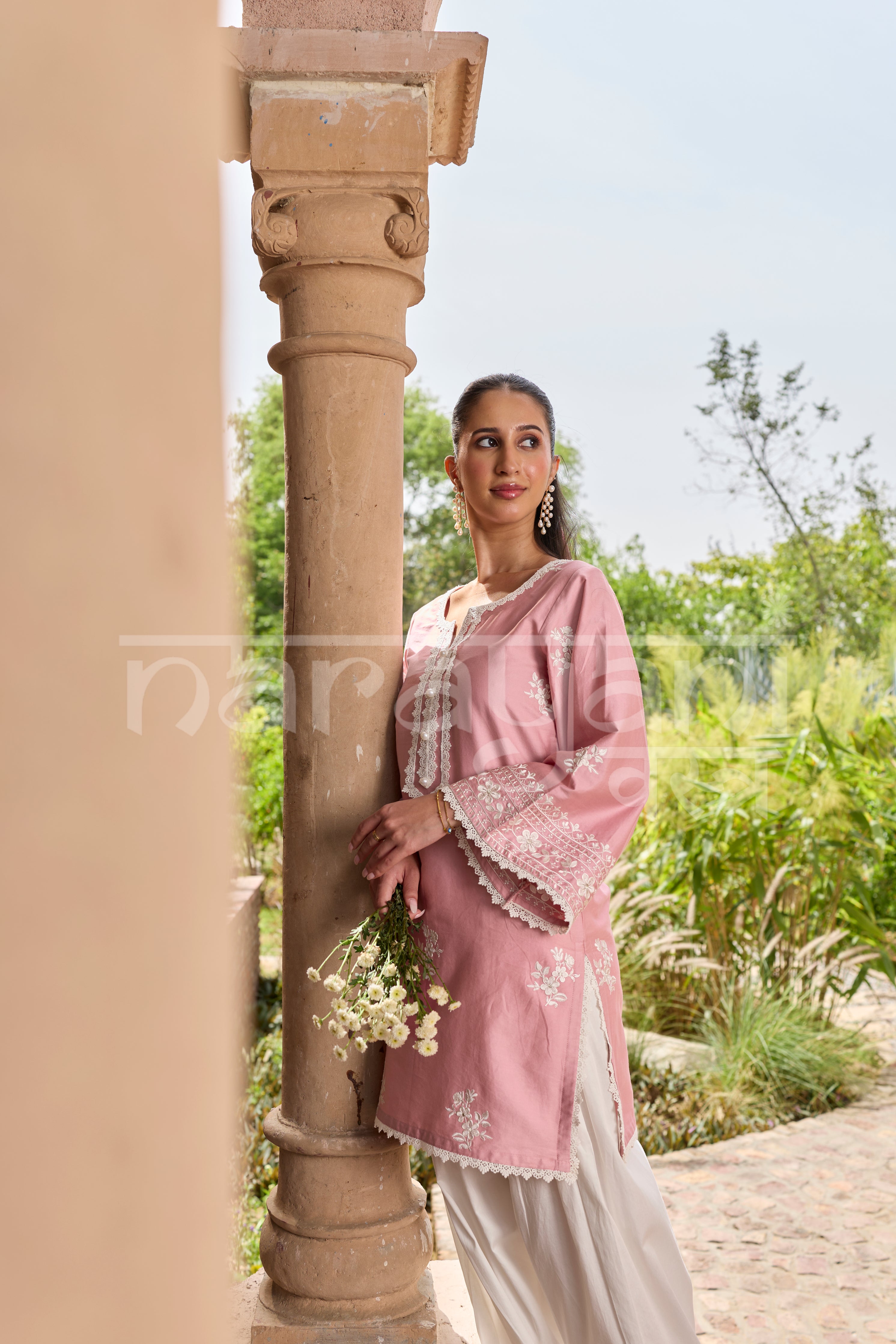 Sana Grover in EMBER -  Pink Embroidered Co-ord Set