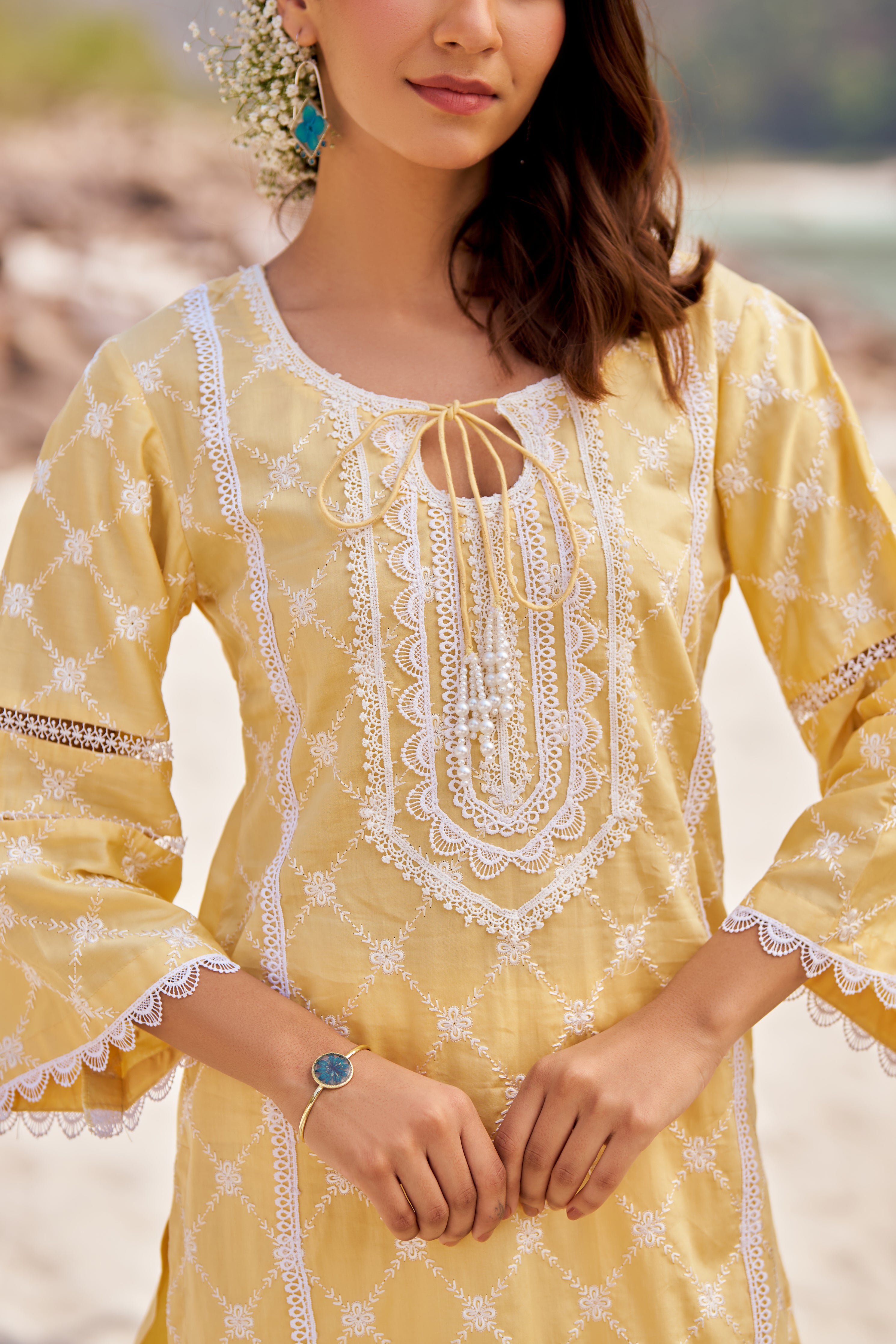 Abida Fatima in KIRAN - Yellow Cotton Suit Set