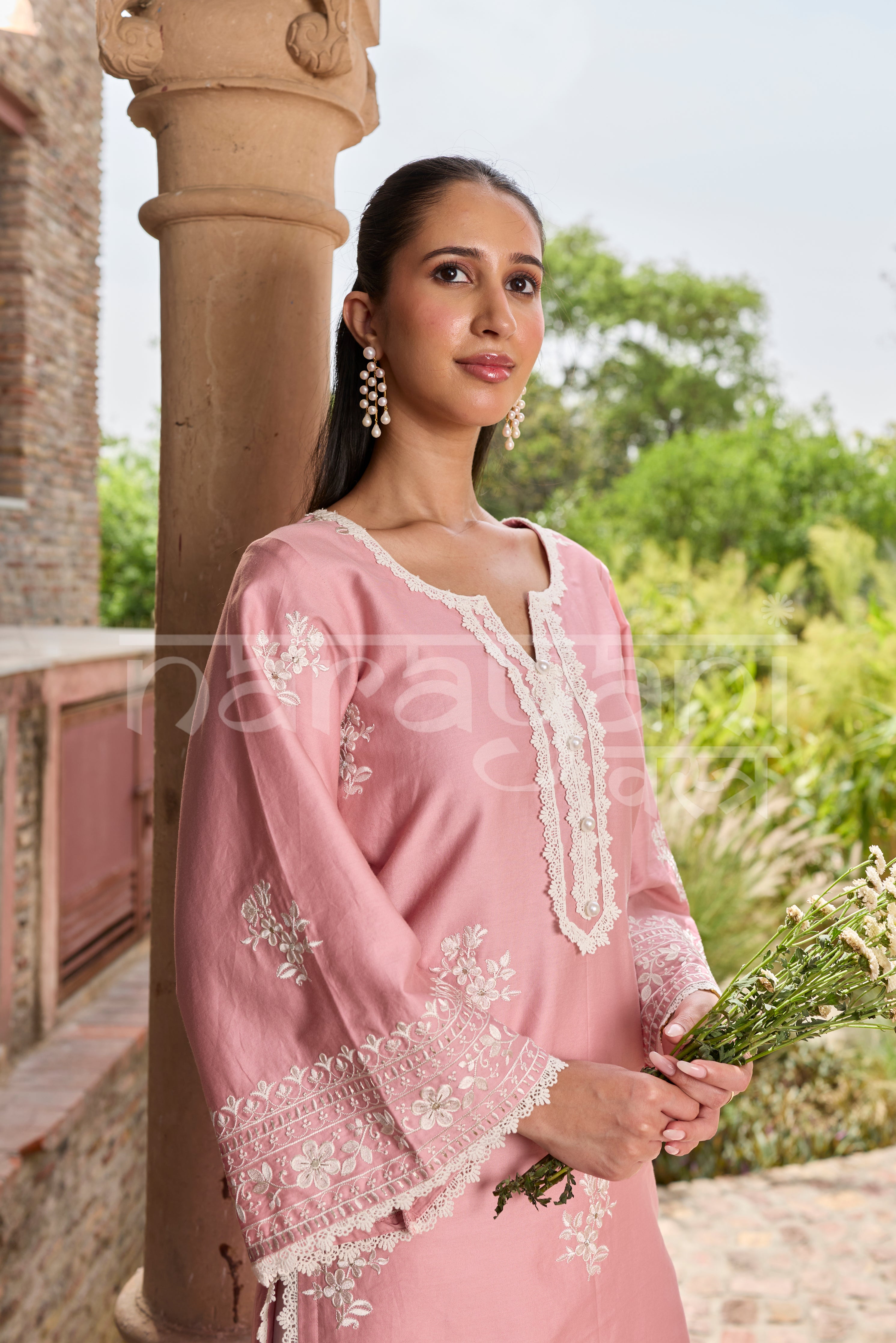 Sana Grover in EMBER -  Pink Embroidered Co-ord Set