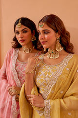 Heera - Pink Organza Lehenga Set.