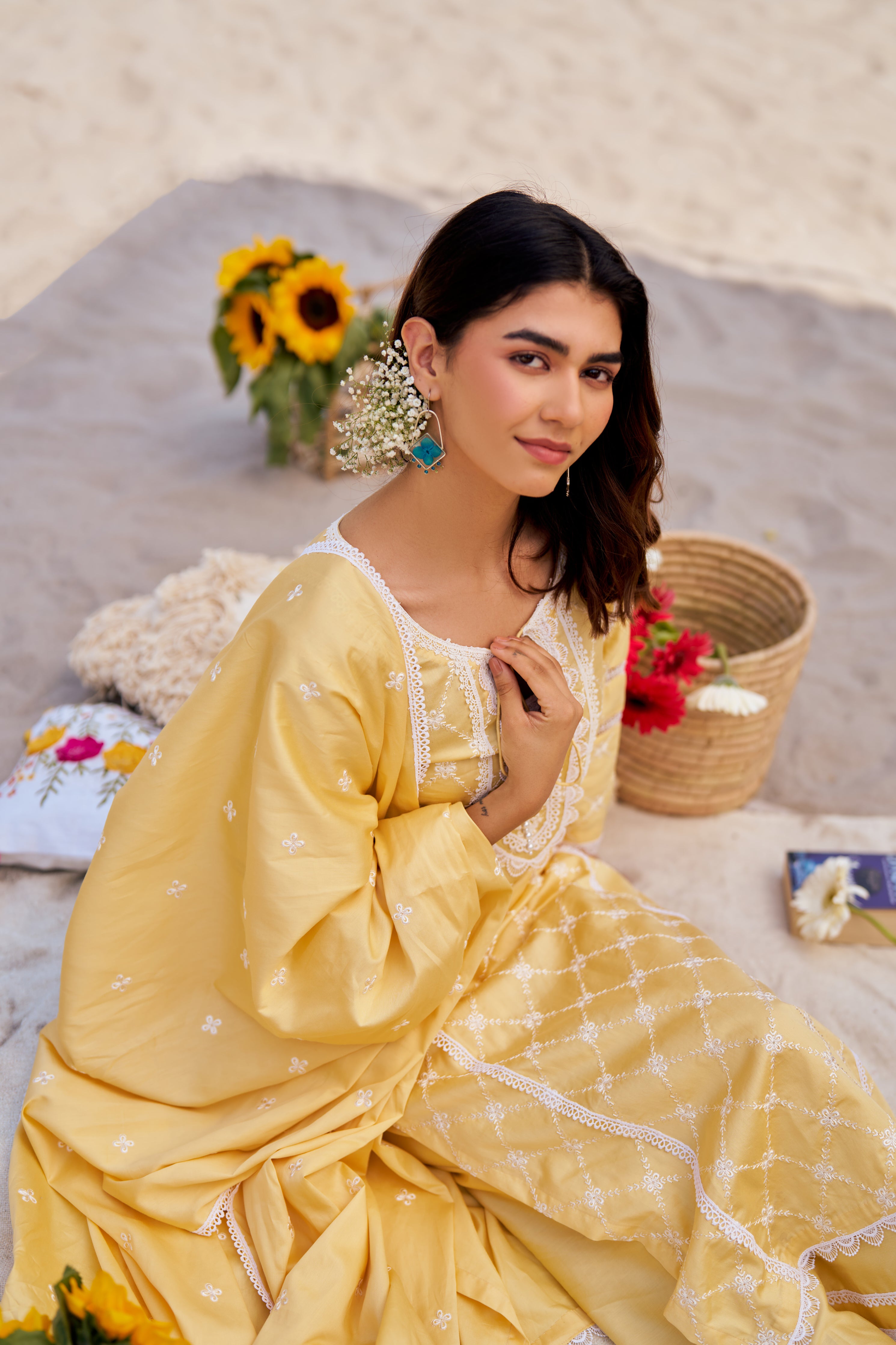 Abida Fatima in KIRAN - Yellow Cotton Suit Set