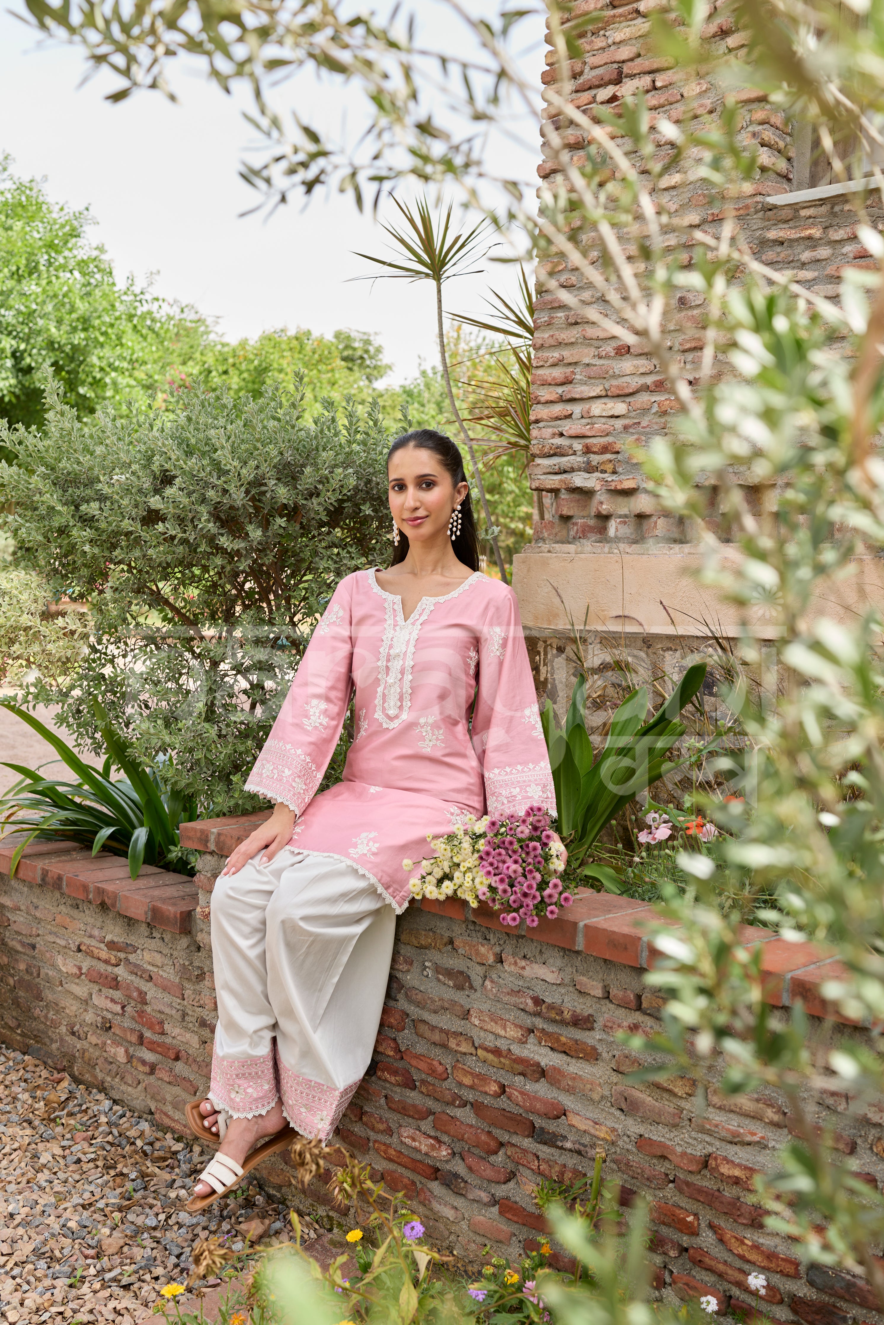 Sana Grover in EMBER -  Pink Embroidered Co-ord Set