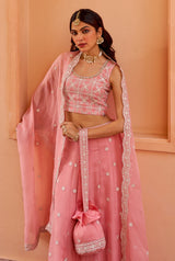 Heera - Pink Organza Potli Bag