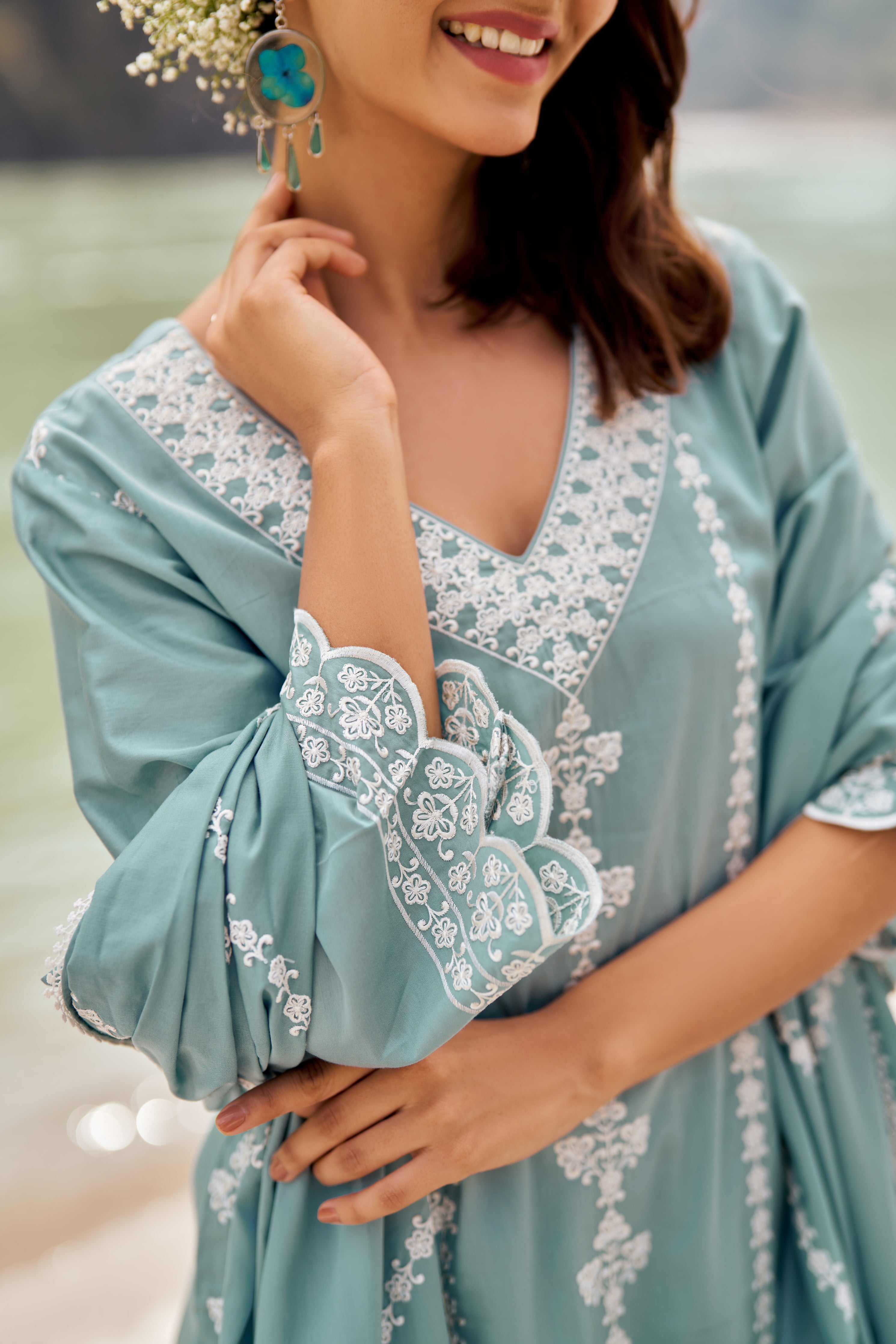 Sania Chadha in JHEEL - Blue Cotton Suit Set
