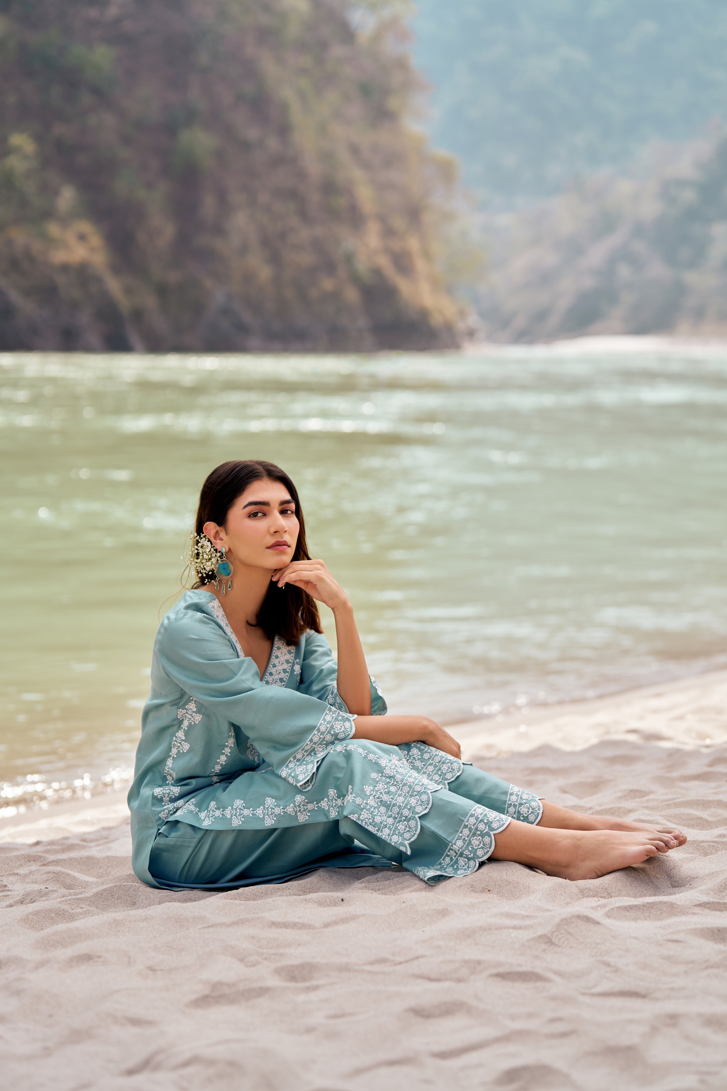 Sania Chadha in JHEEL - Blue Cotton Suit Set