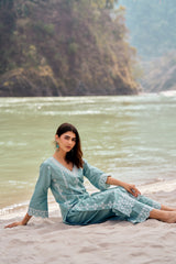 Sania Chadha in JHEEL - Blue Cotton Suit Set