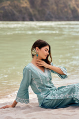 Sania Chadha in JHEEL - Blue Cotton Suit Set