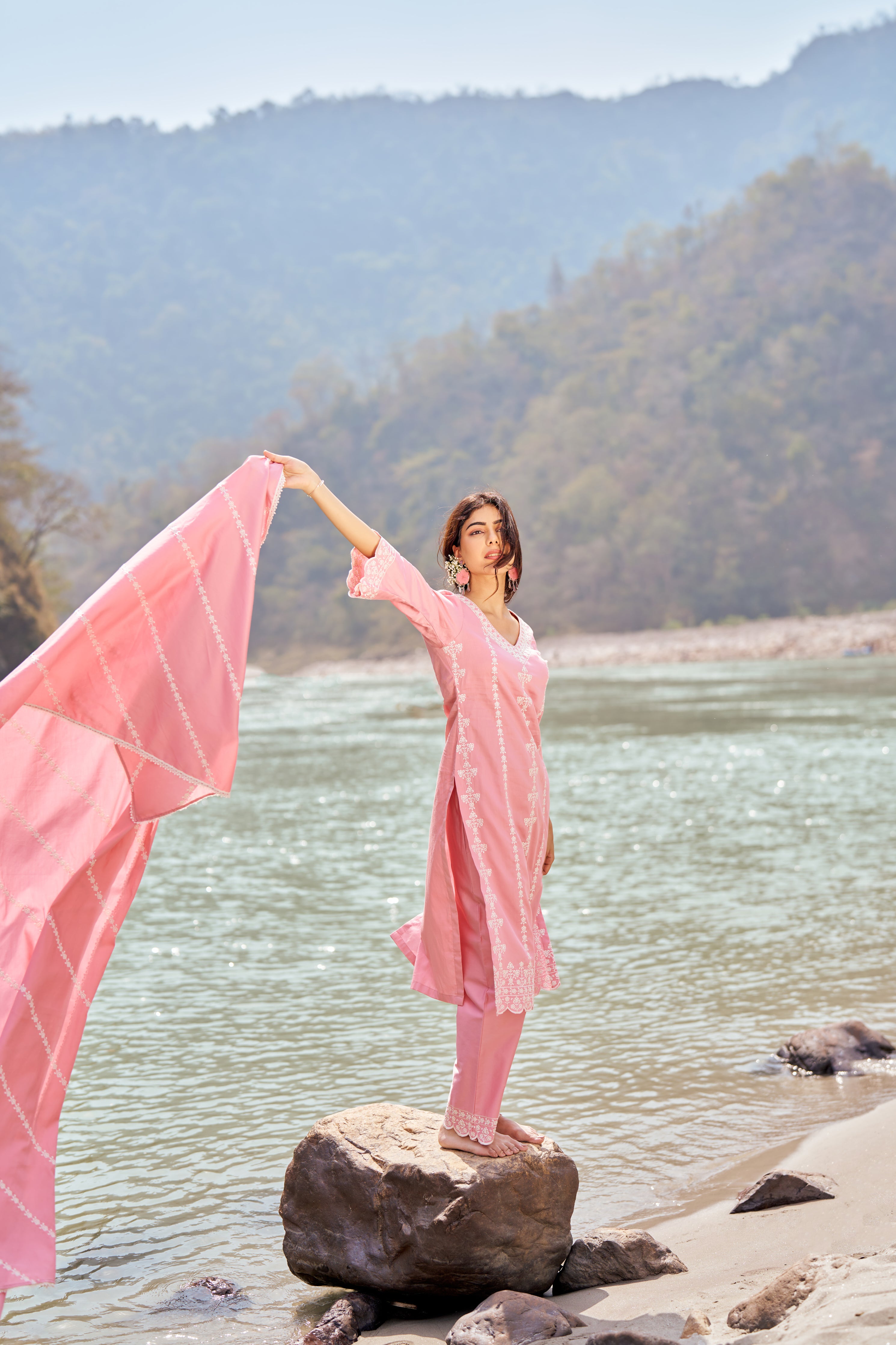 FALAK - Pink Cotton Suit Set