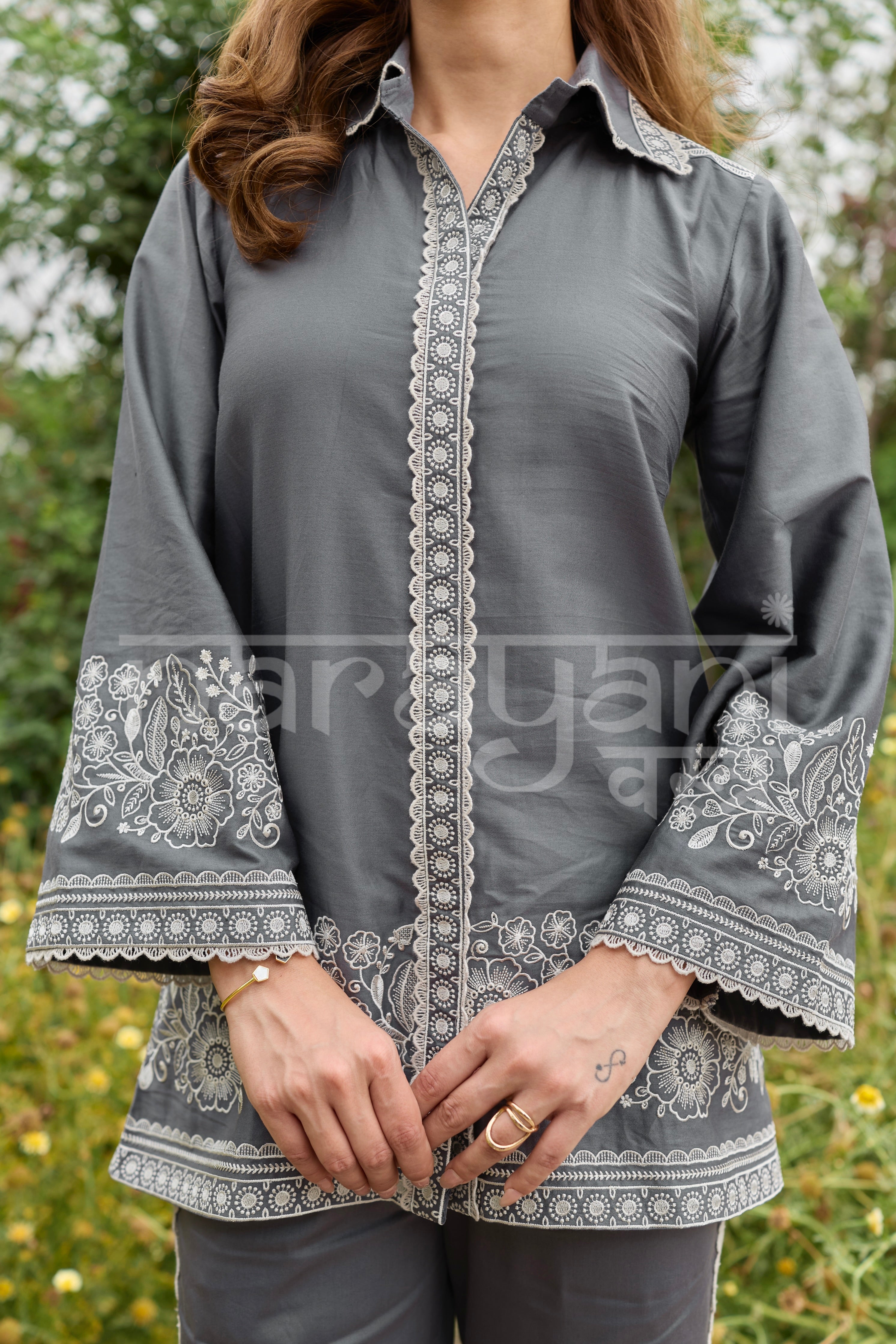 ZORÉ - Grey Embroidered Co-ord Set