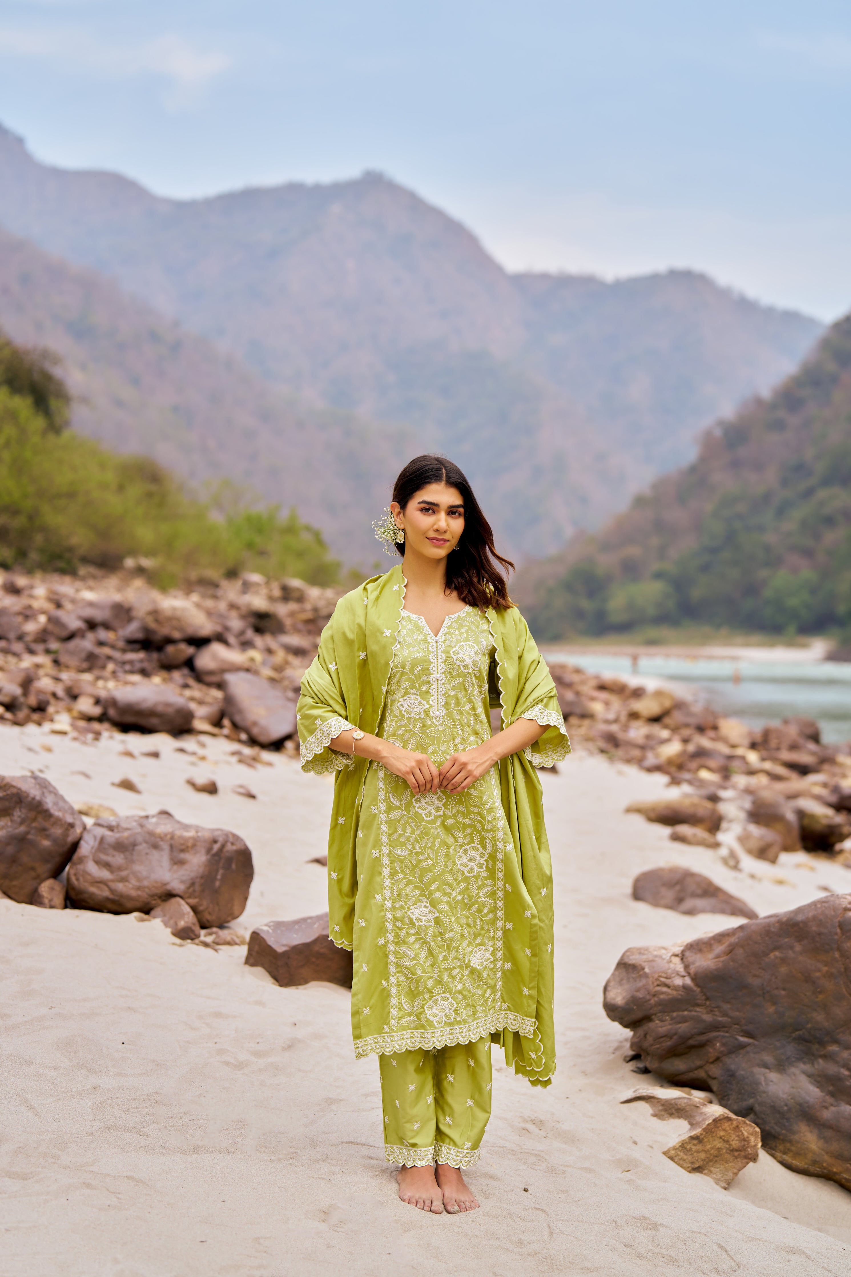 ROOKH - Green Cotton Suit Set