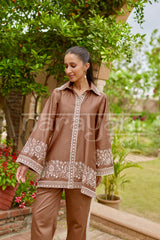 NÉVE - Brown Embroidered Co-ord Set