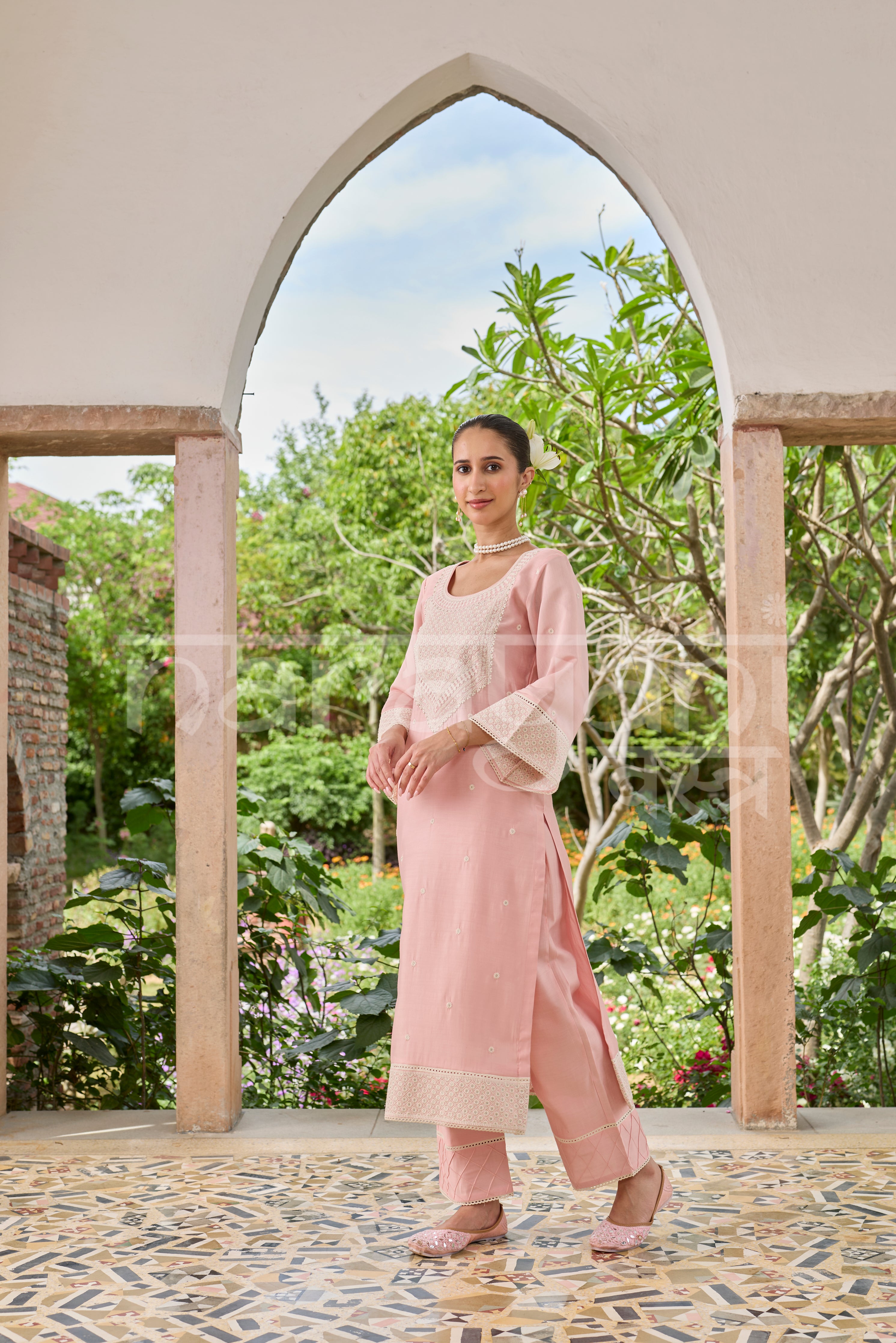 SAHIRA - Blush Pink Chanderi Suit Set