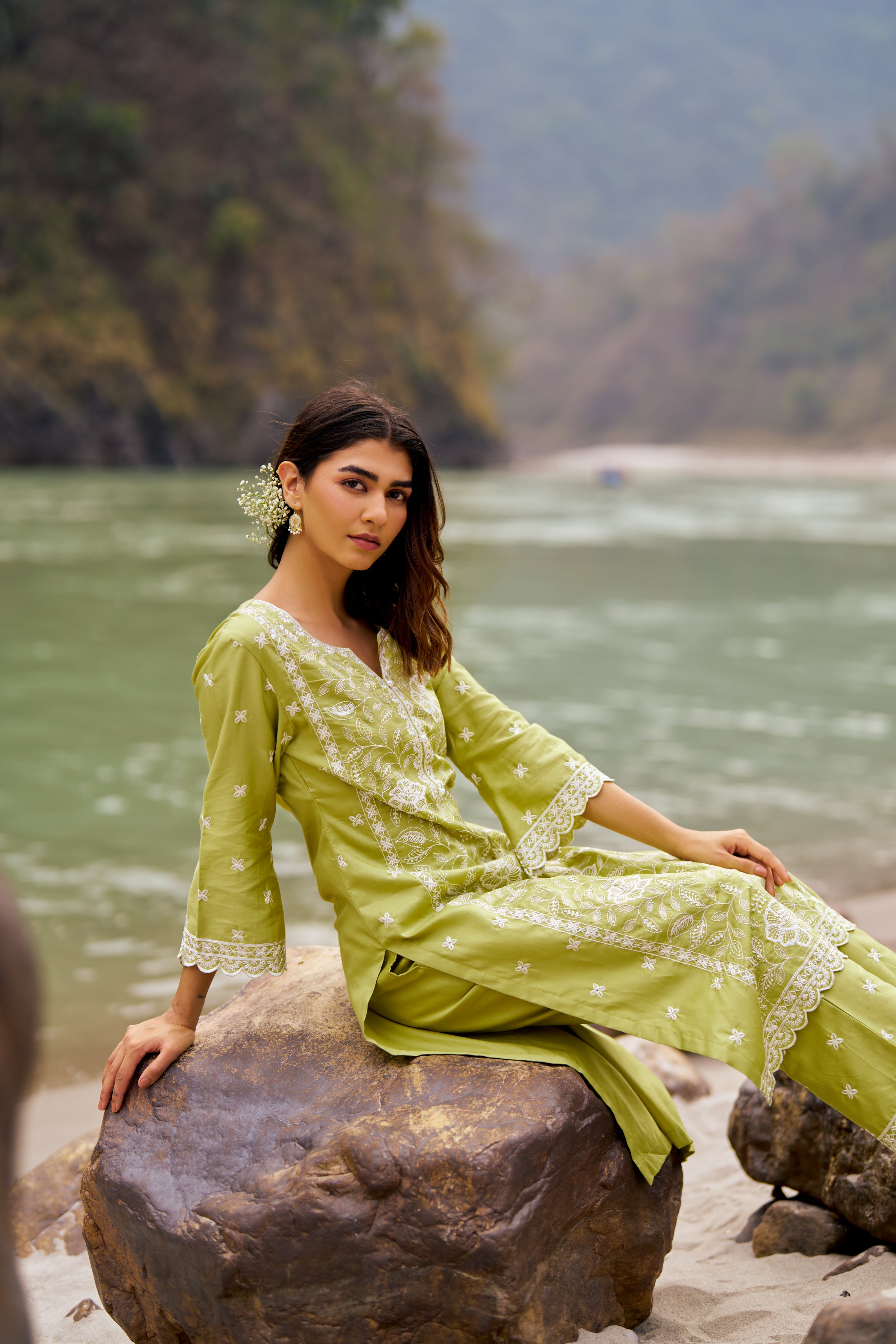 ROOKH - Green Cotton Suit Set