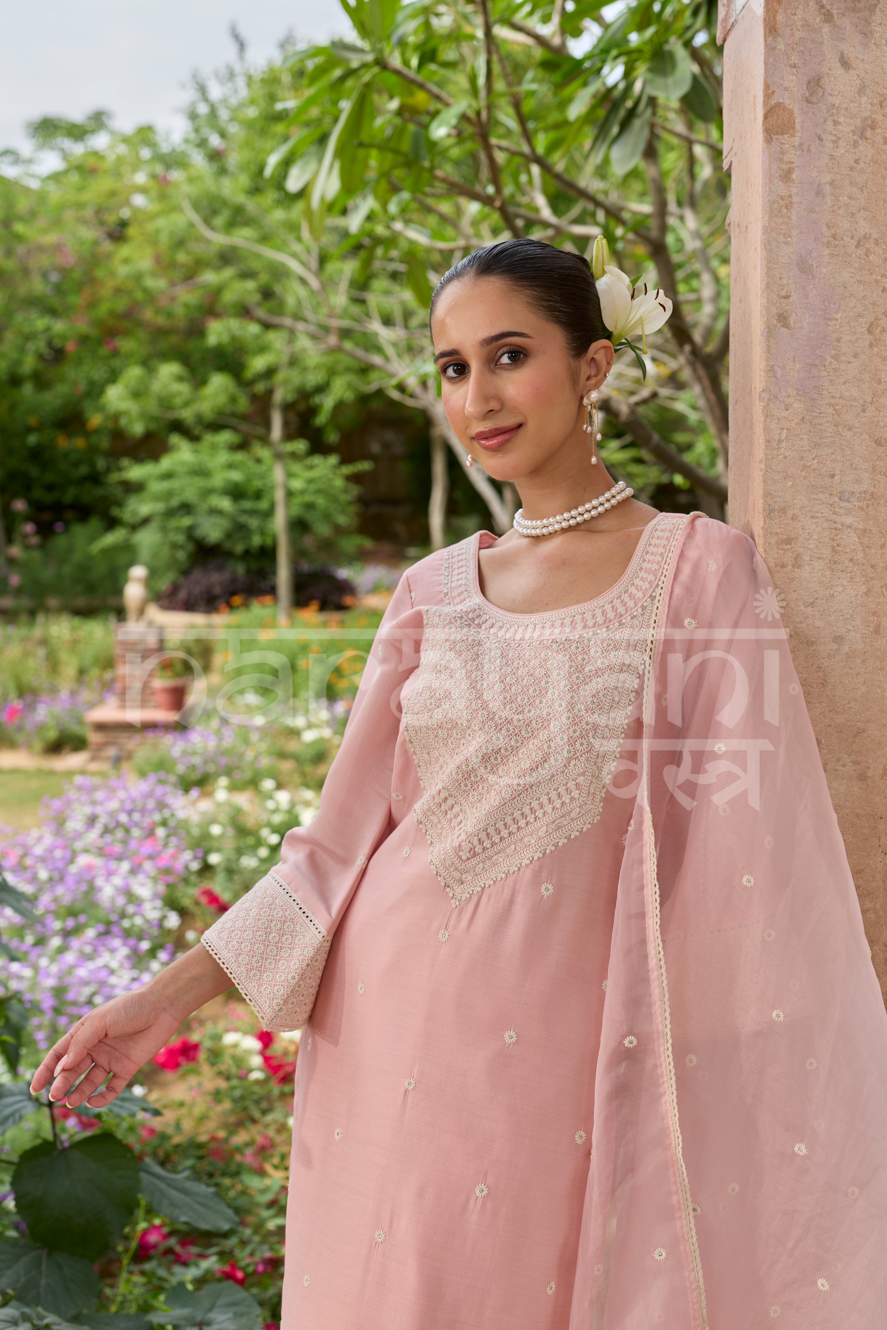 SAHIRA - Blush Pink Chanderi Suit Set