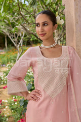 SAHIRA - Blush Pink Chanderi Suit Set