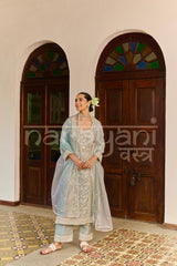 ALIRA - Ice Blue Chanderi Suit Set