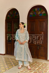 ALIRA - Ice Blue Chanderi Suit Set