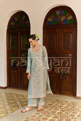 ALIRA - Ice Blue Chanderi Suit Set