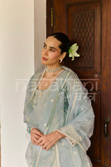 ALIRA - Ice Blue Chanderi Suit Set