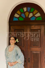 ALIRA - Ice Blue Chanderi Suit Set