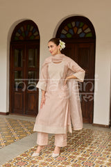 ELINA - Powder Peach Chanderi Suit Set