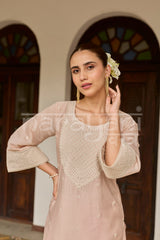 ELINA - Powder Peach Chanderi Suit Set