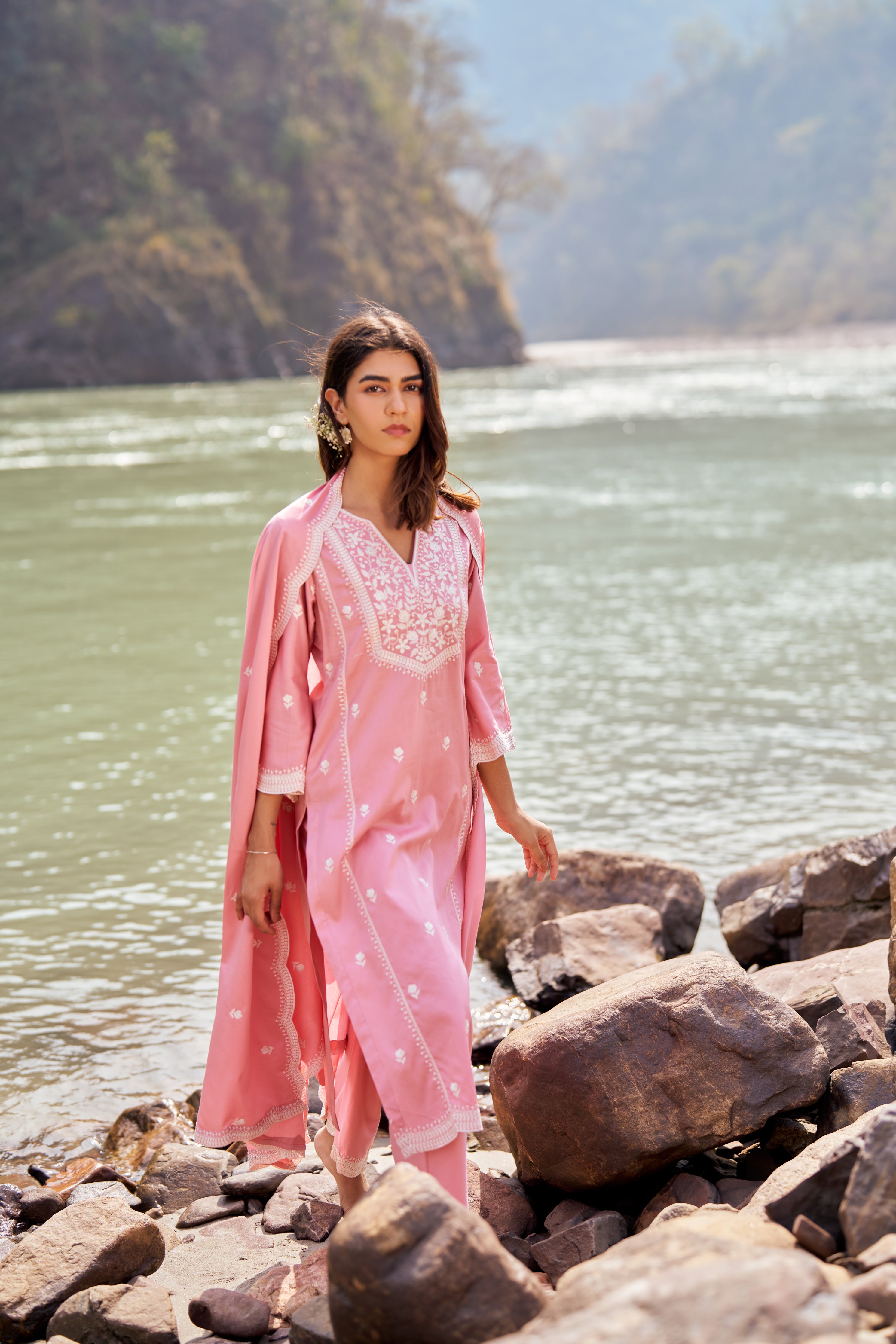 Shivangini Singh Rathore in ABRI - Pink Cotton Suit Set