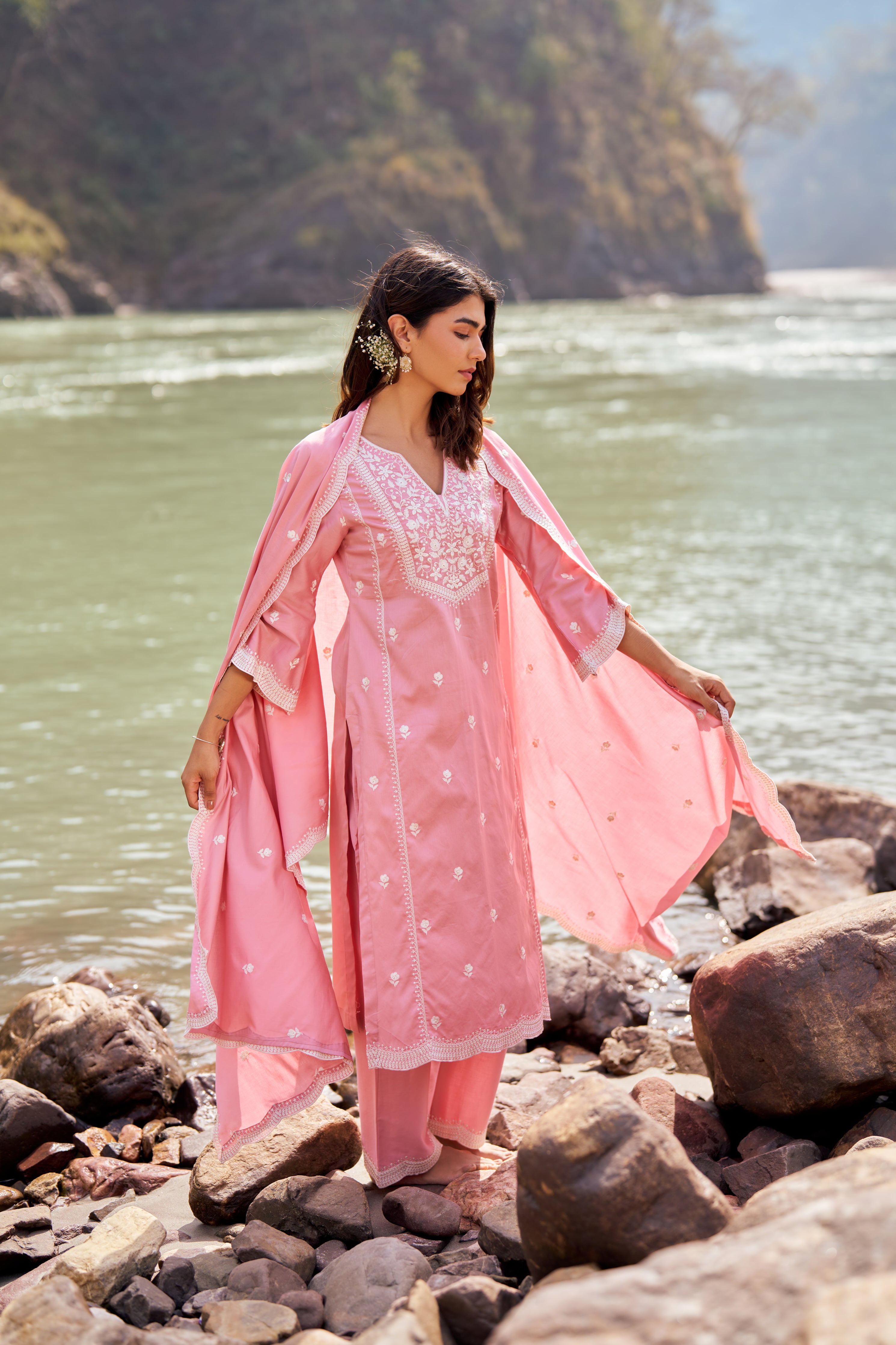 Shivangini Singh Rathore in ABRI - Pink Cotton Suit Set