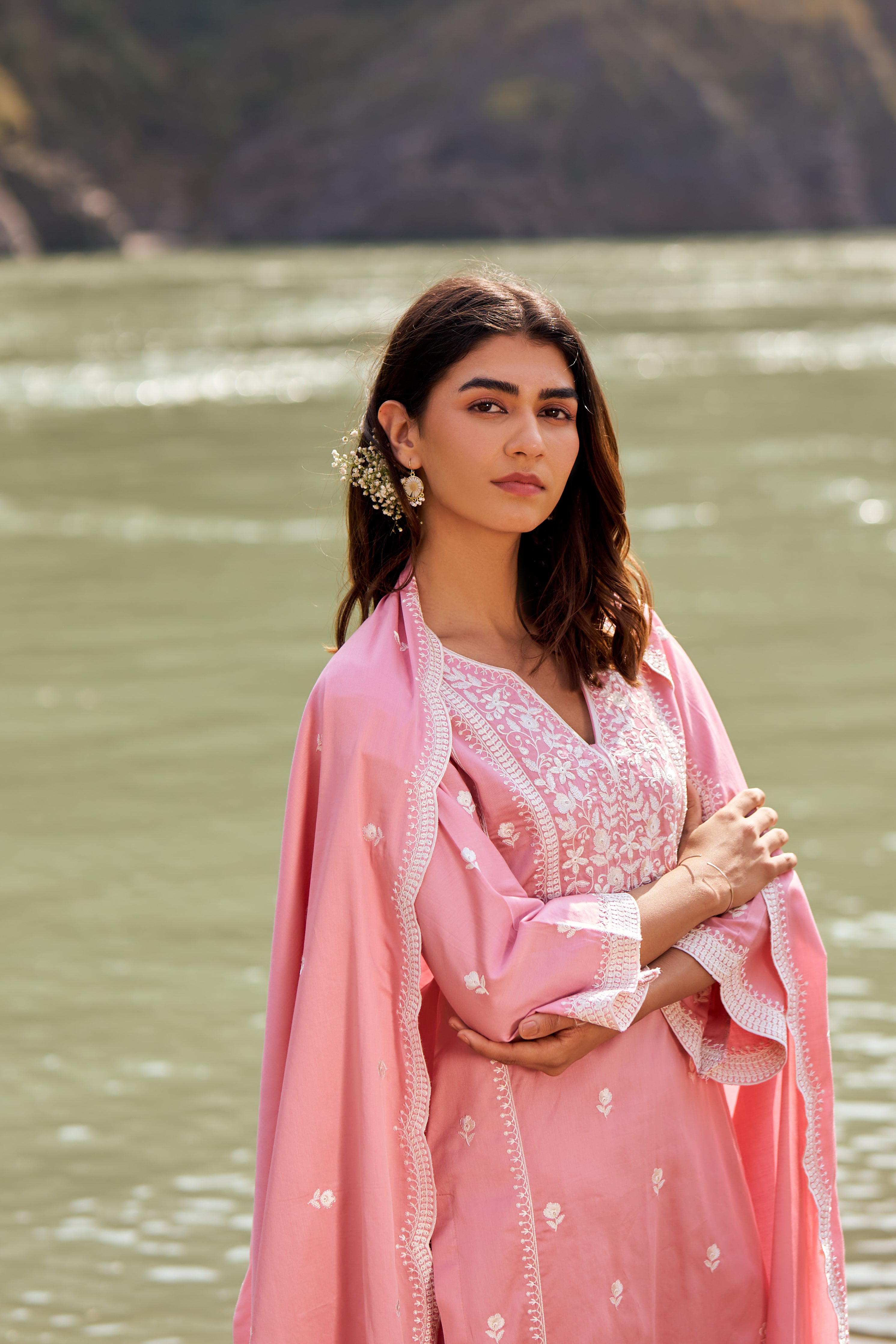 Shivangini Singh Rathore in ABRI - Pink Cotton Suit Set
