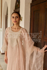 ELINA - Powder Peach Chanderi Suit Set