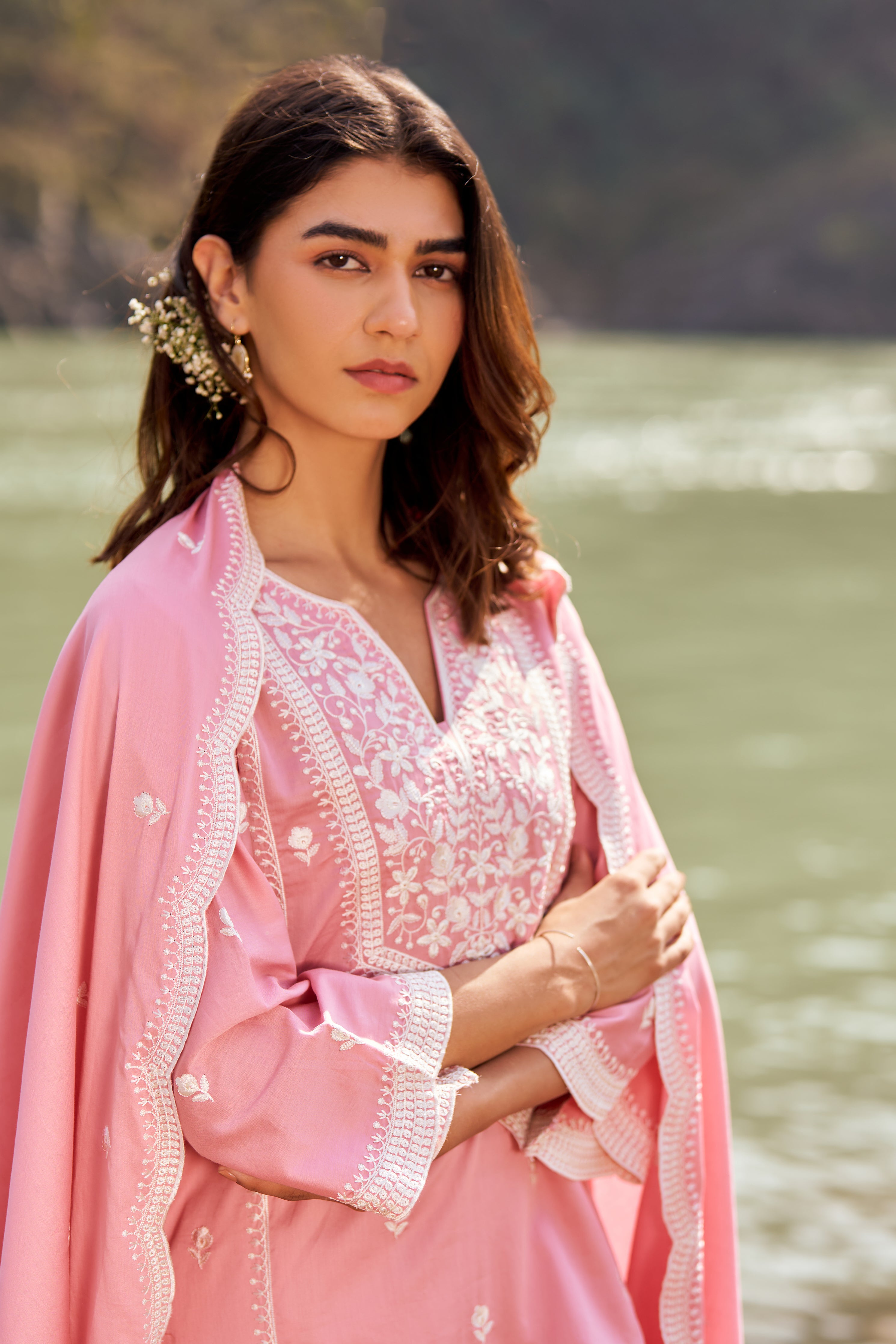 Shivangini Singh Rathore in ABRI - Pink Cotton Suit Set