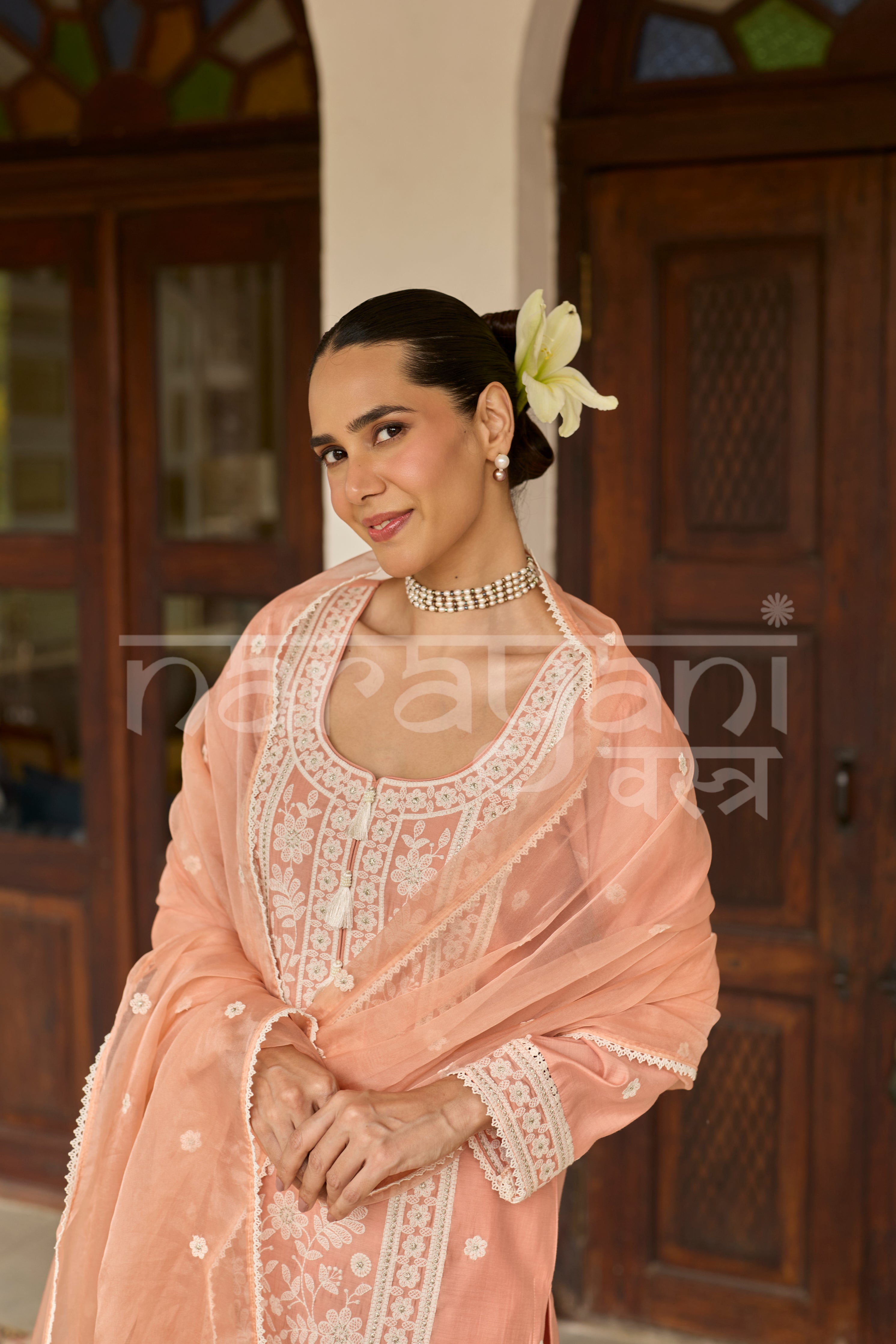 NAYRA - Soft Saffron Chanderi Suit Set