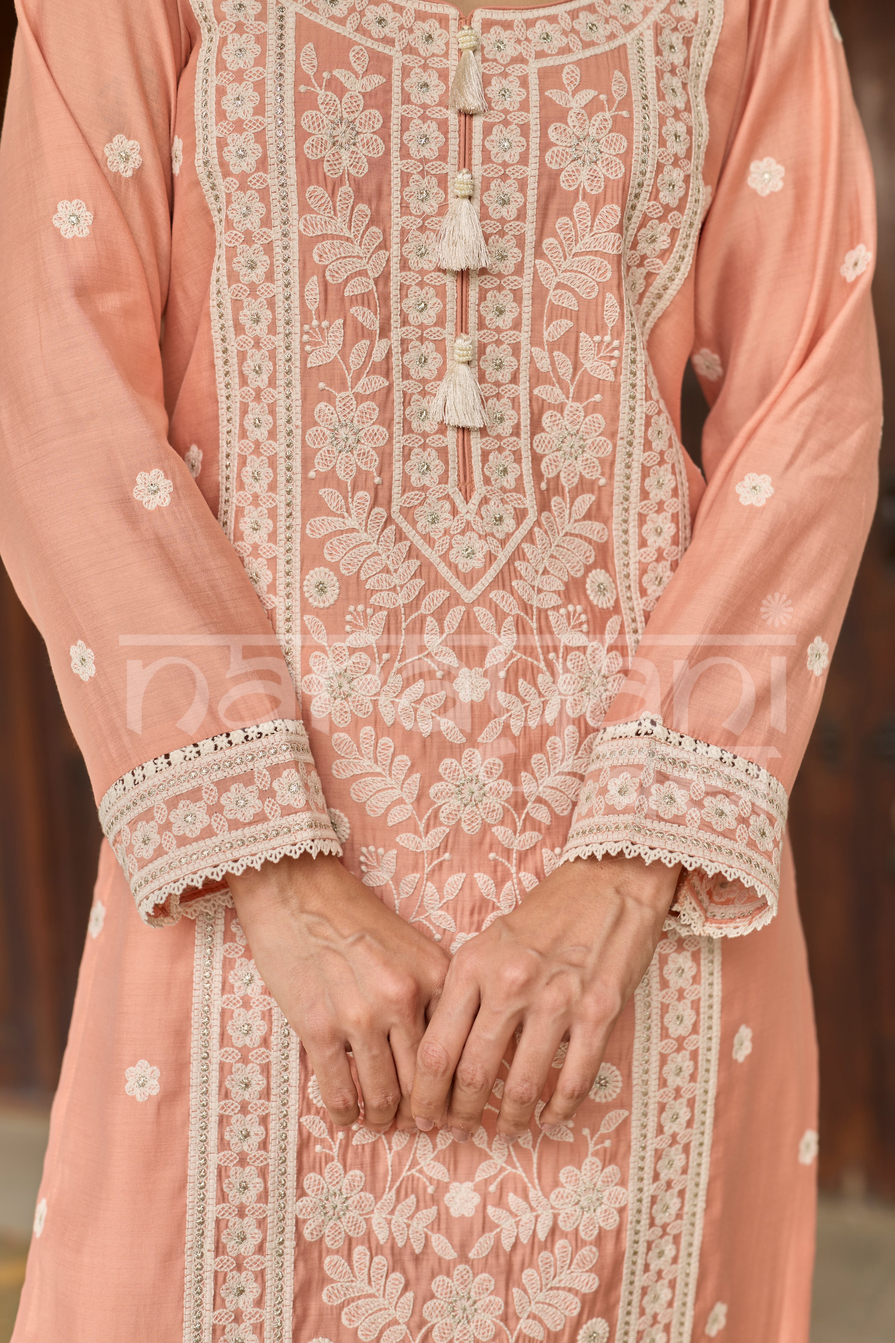 NAYRA - Soft Saffron Chanderi Suit Set