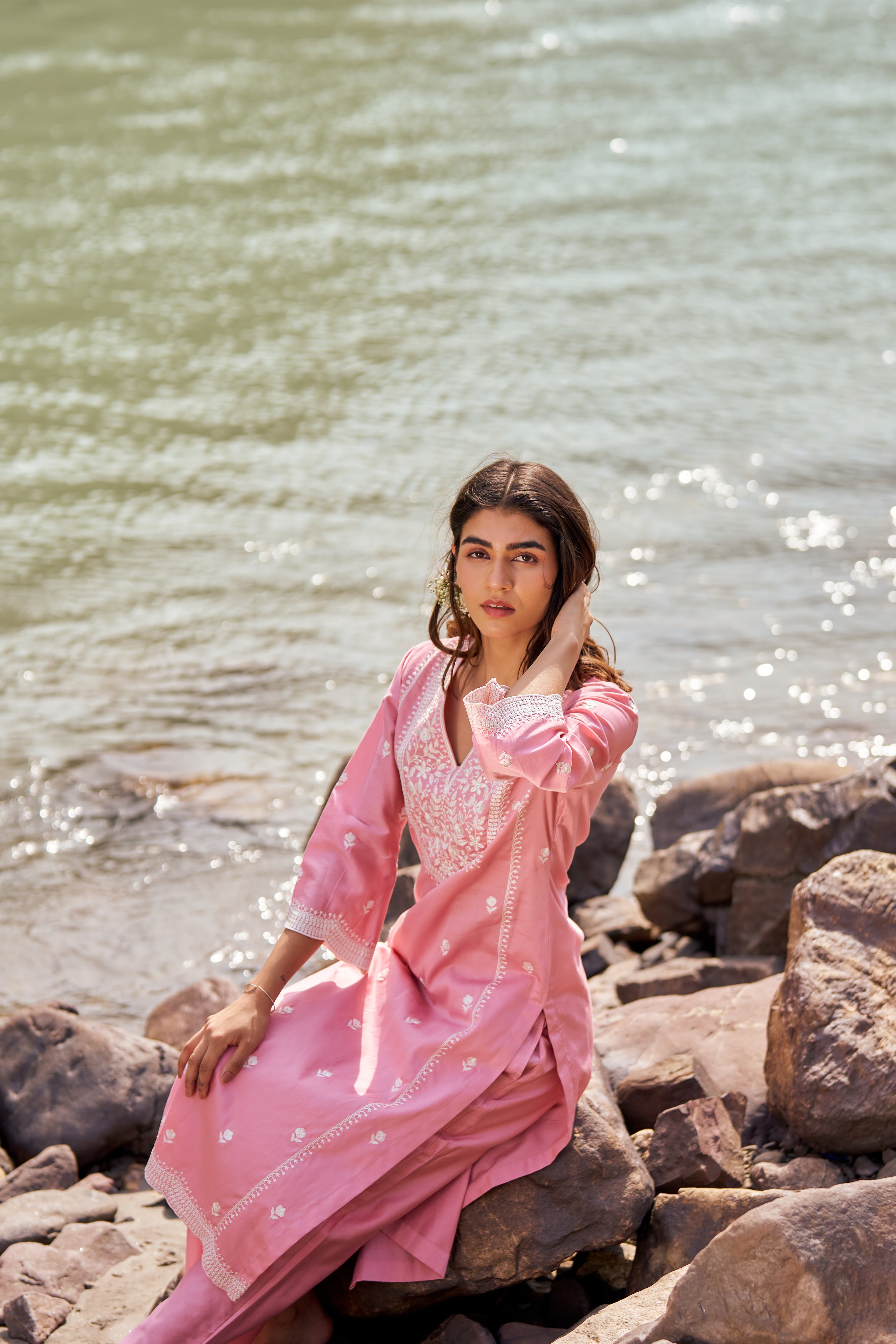 Shivangini Singh Rathore in ABRI - Pink Cotton Suit Set