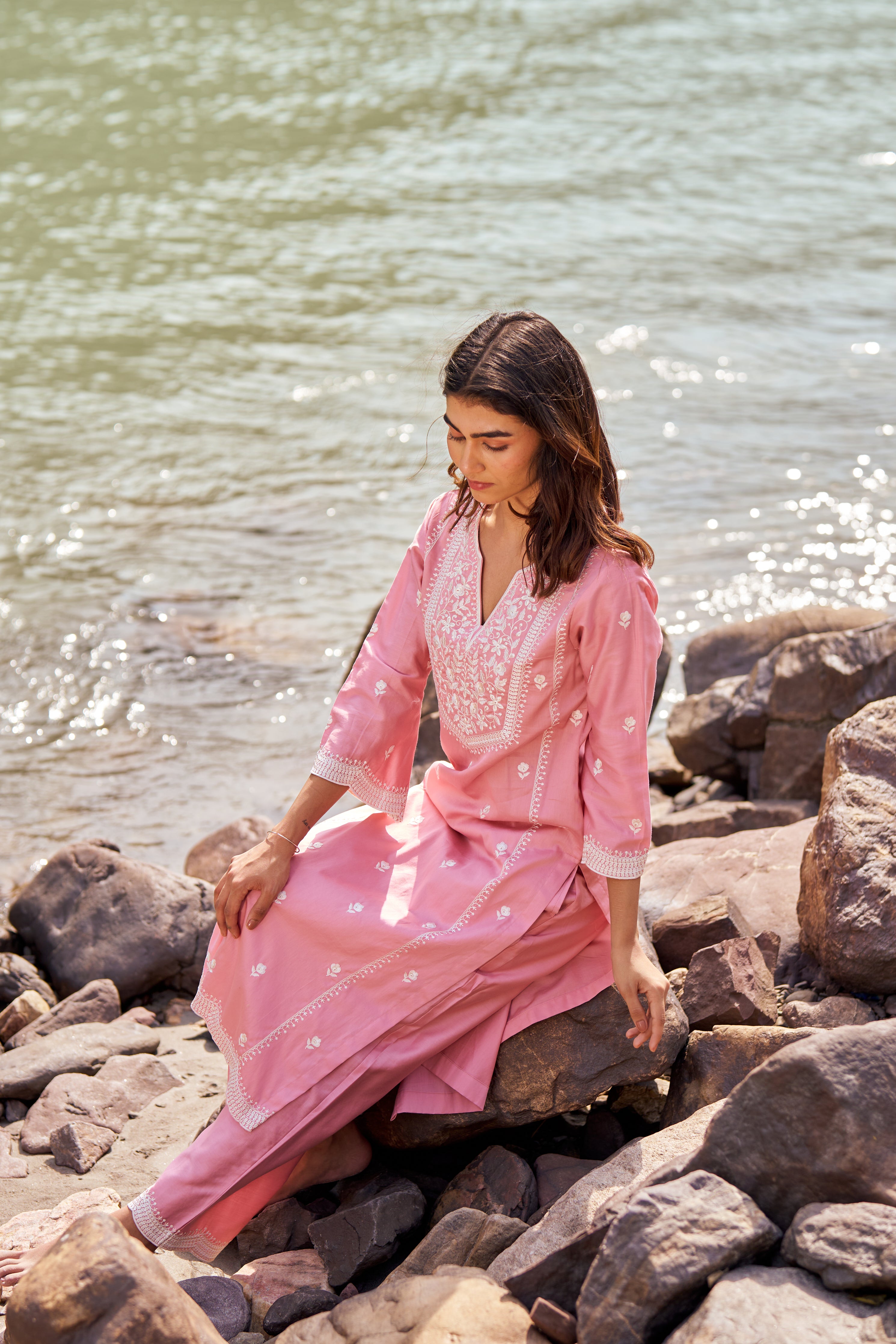 Shivangini Singh Rathore in ABRI - Pink Cotton Suit Set