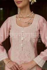 CYRA - Blush Pink Chanderi Suit Set