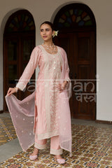 CYRA - Blush Pink Chanderi Suit Set