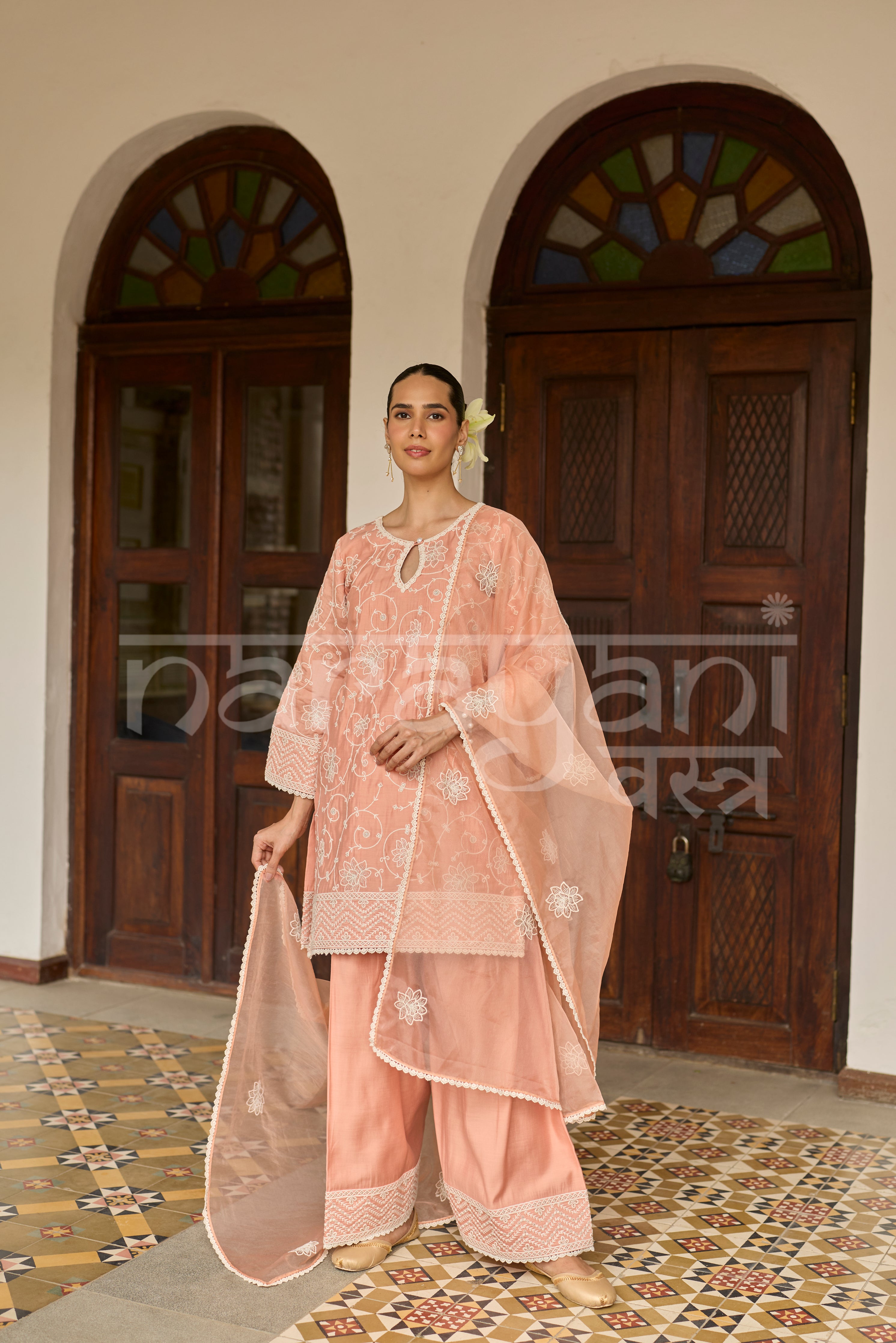 ZAINA - Soft Saffron Chanderi Suit Set